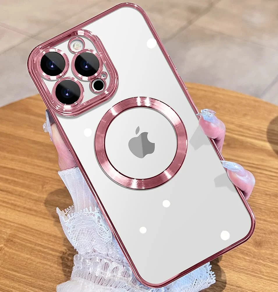DL3 Mobilak Plated-Edge Protective Case for iPhone 12 Pro 6.1-Inch with Built-in, Supports wireless charging, Camera protection, Scratch-resistant surface - Pink