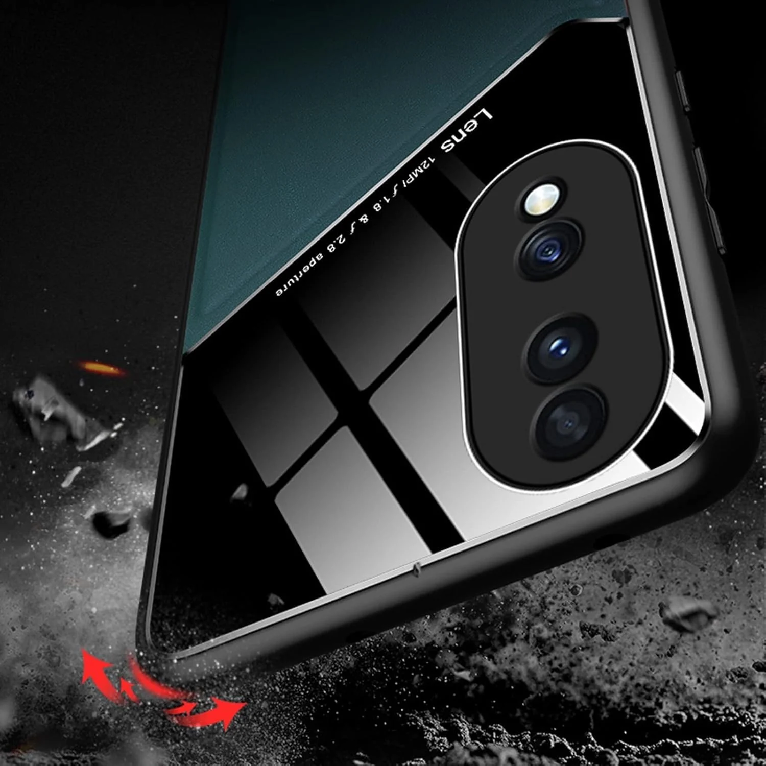 DL3 Mobilak Leather and PC Protective Case for vivo V27e / vivo S16e, Built-in magnetic car-mount support, Shock-absorbing protection, Raised edges around the screen and camera - Green