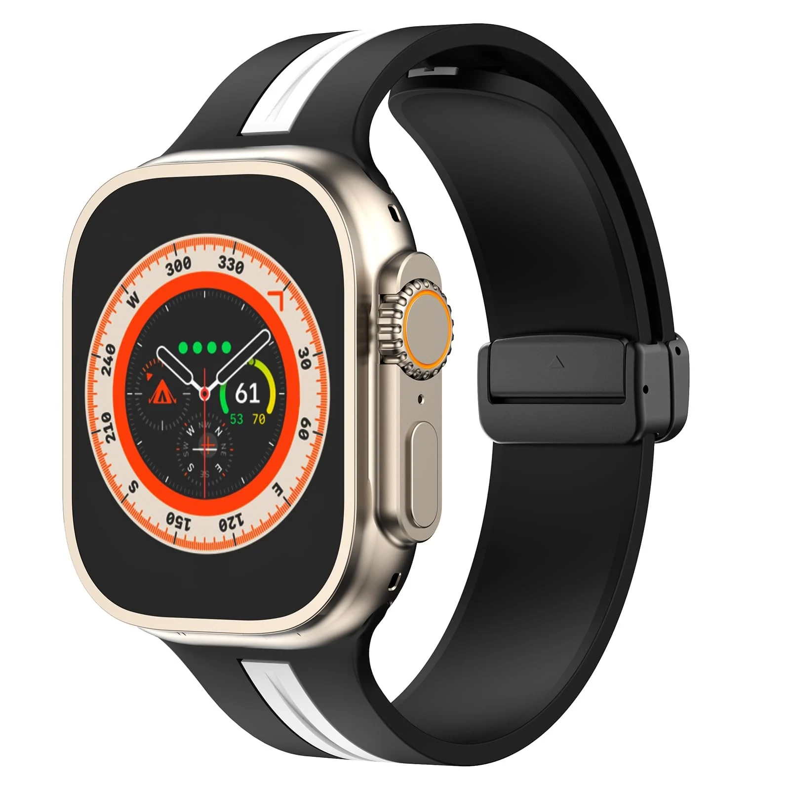 DL3 Mobilak Magnetic Bands for Apple Watch Ultra/Ultra 2 Band 49mm 45mm 44mm 42mm 41mm 40mm 38mm, Soft Sport Silicone Strap for iwatch Series 9/8/7/6/5/4/3/2/1/SE (42mm/44mm/45mm/49mm) - Black White