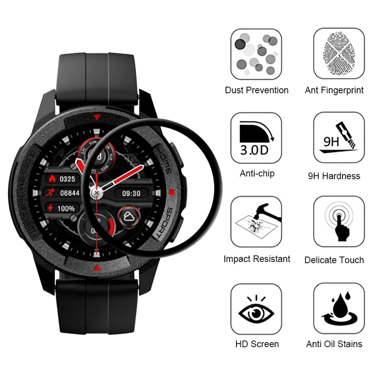 DL3 Mobilak Screen Protector For Xiaomi Watch Mibro X1, 3D Curved Soft Edge Protective Film [Anti-Scratch] [Bubble Free] [Ultra Shatterproof] [High Sensitive] (Not Glass) - Black