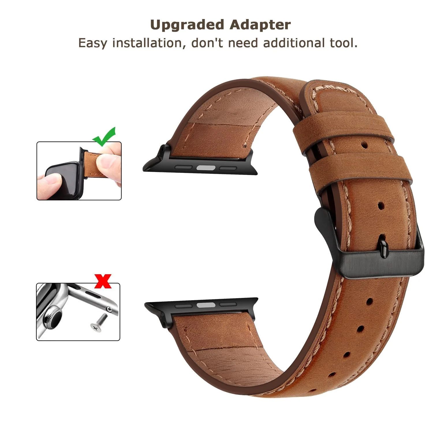 DL3 Mobilak Compatible with Apple Watch Band 49mm 46mm 45mm 44mm 42mm Leather Band Replacement Strap, Soft Leather Bracelet for iWatch Series 11 10 9 8 7 6 5 4 SE SE2 Ultra 3 2 1 - Light Brown