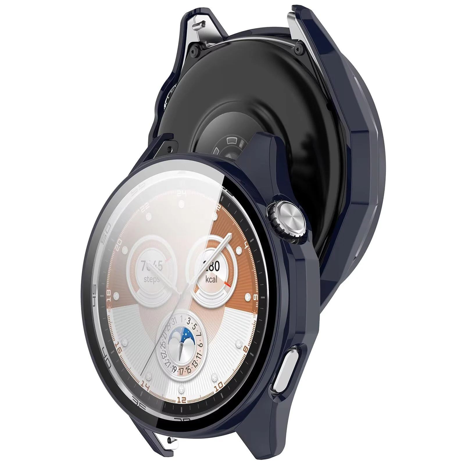 DL3 MOBILAK Full-Coverage Watch Case with Tempered Glass for Huawei Watch GT 7 46 mm / GT 6 46 mm, Blue