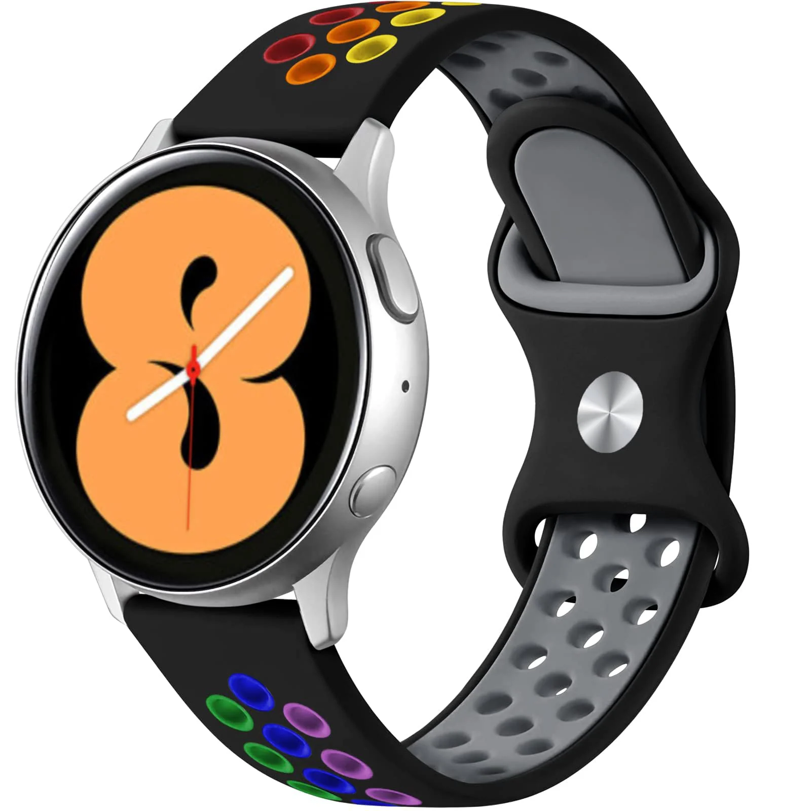 DL3 Mobilak Silicone Sport Bands 22MM Strap For Samsung galaxy watch3 45mm/galaxy 46mm/Gear S3/Huawei watch GT3 46MM/GT2E/GT2 Pro/GT GT2 46MM/Honor Magic Watch2 46mm/Compatible ( Rainbow) - Black Rainbow