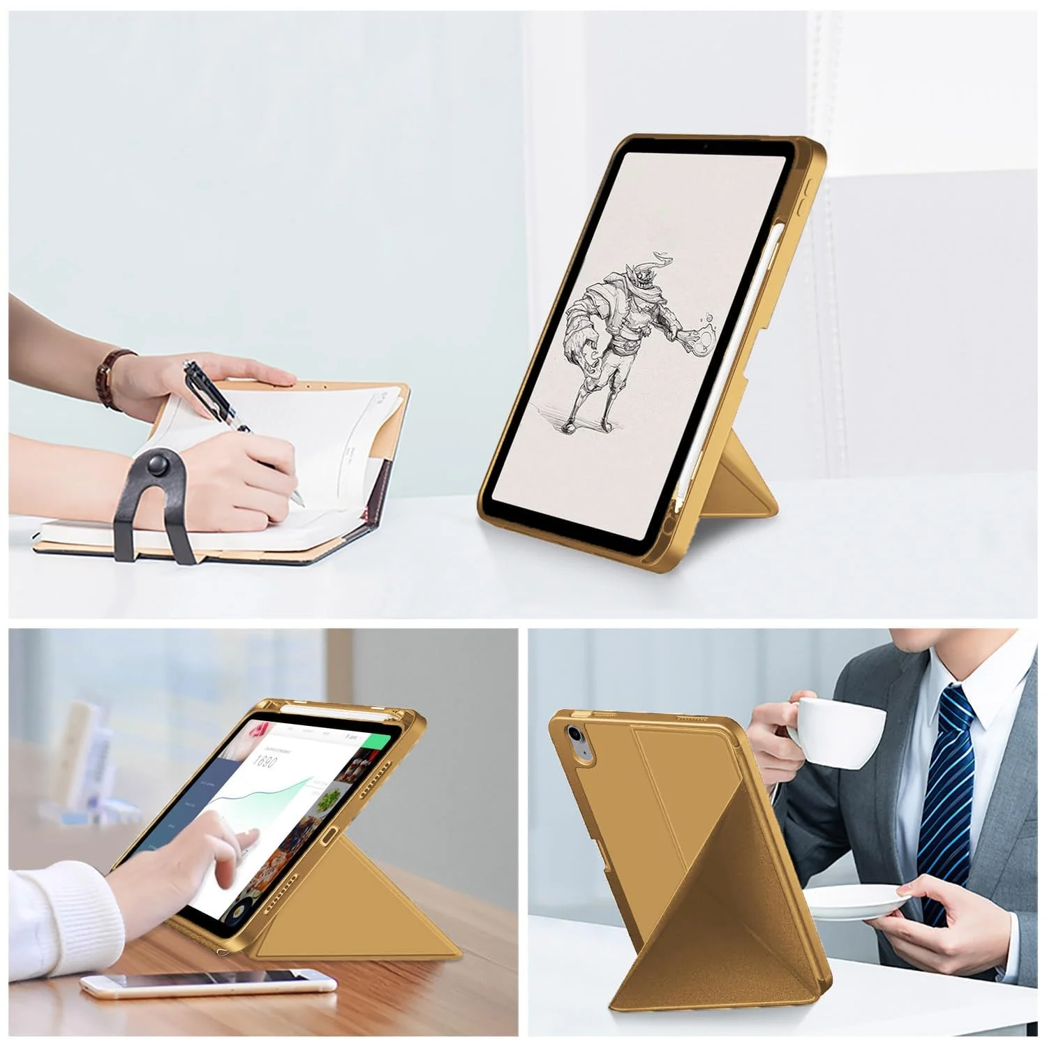 DL3 Mobilak Compatible with iPad Pro 11 Inch Case 2022(4th Gen)/2021(3rd Gen)/2020(2nd Gen) Case, Smart Stand, Pencil Holder, Shockproof Slim Lightweight Leather Cover, Modern Abstract Design - Havan