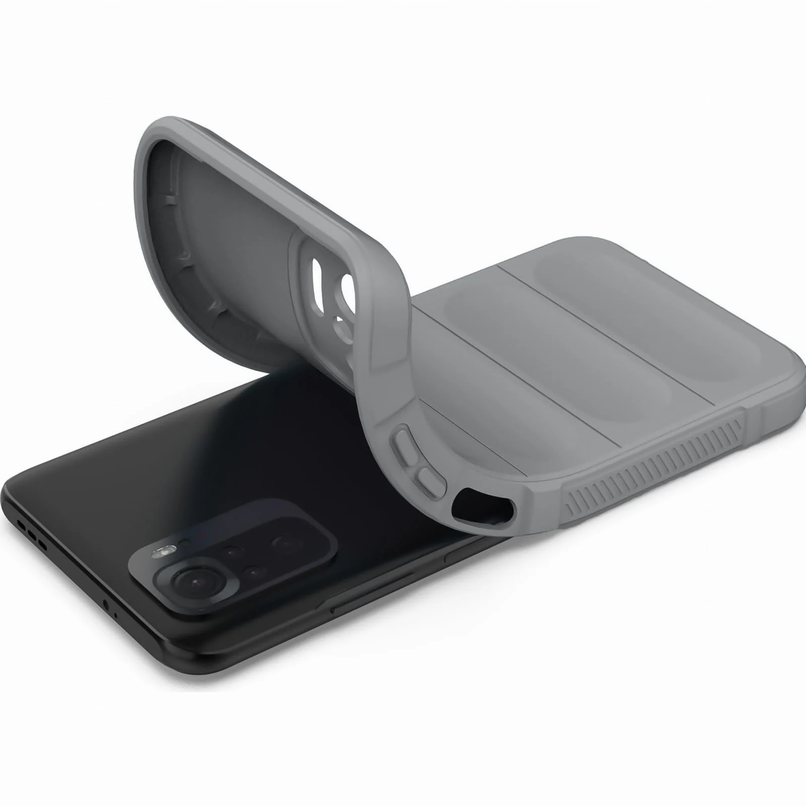 DL3 Mobilak Flexible Silicone and TPU Protective Case with Camera Protection for Xiaomi Redmi Note 10 4G / Note 10S - Gray