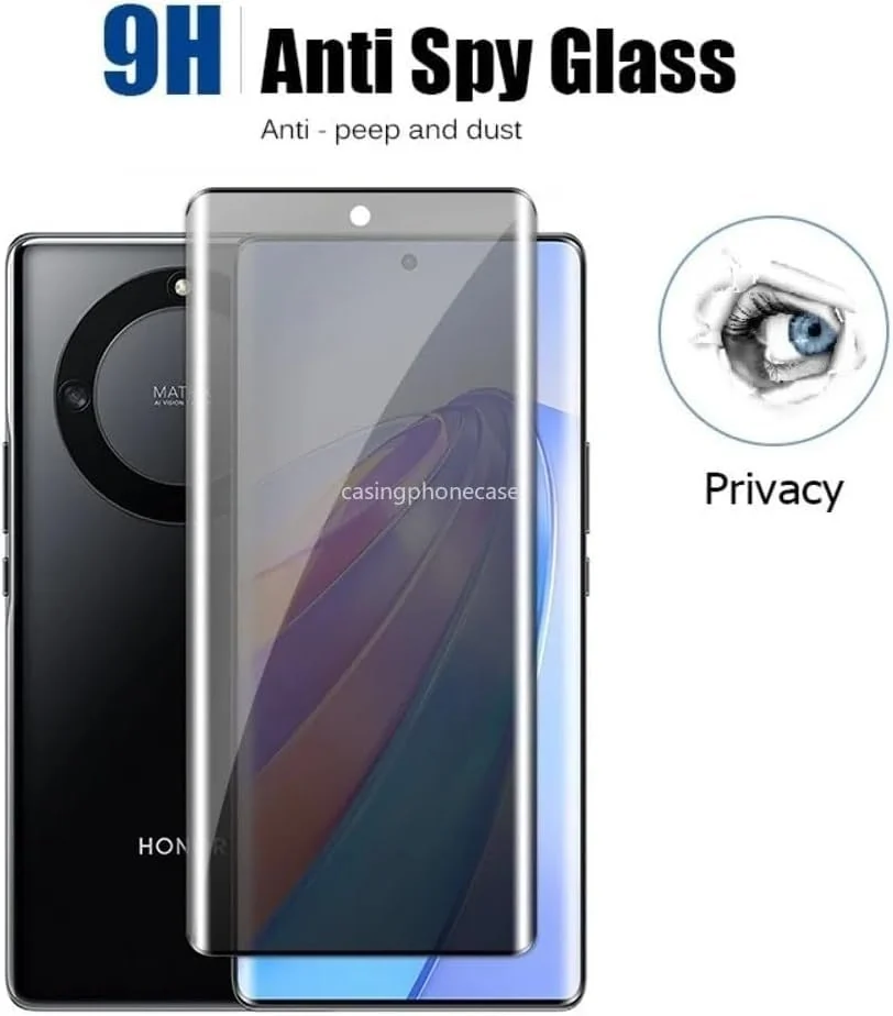 DL3 Mobilak Honor X9a Privacy Screen Protector, Anti-Spy 9H Hardness Tempered Glass Film [Case Friendly] [Bubble Free] - Black