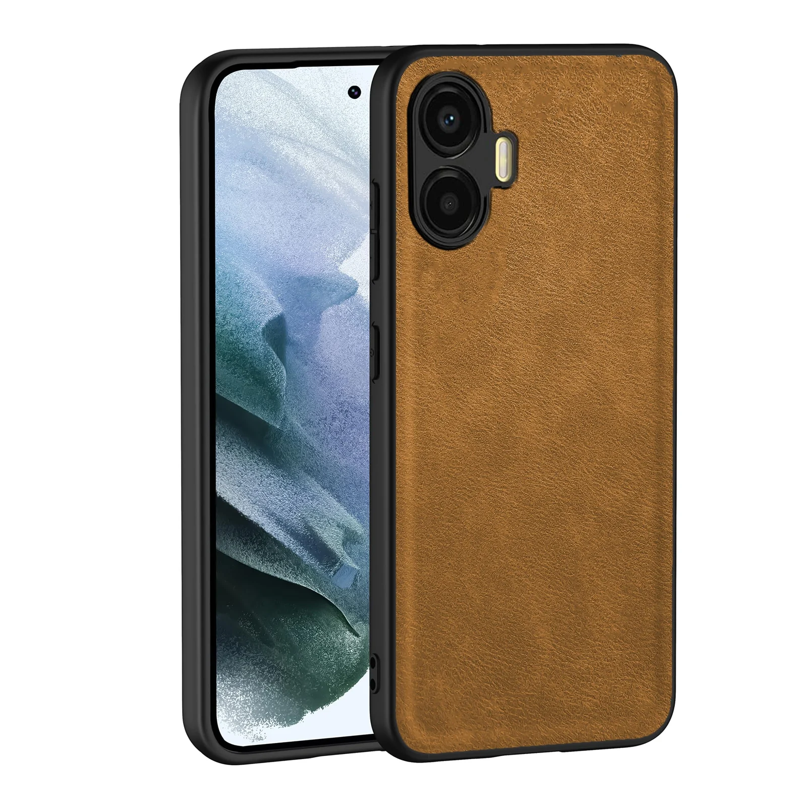 Dl3 Mobilak Case for Realme C55 / Realme Narzo N55 Leather Case,Anti-Drop, Anti-Shock, Non-Slip Texture,Simple Cell Phong Cover for Realme C55 / Realme Narzo N55 (Brown)