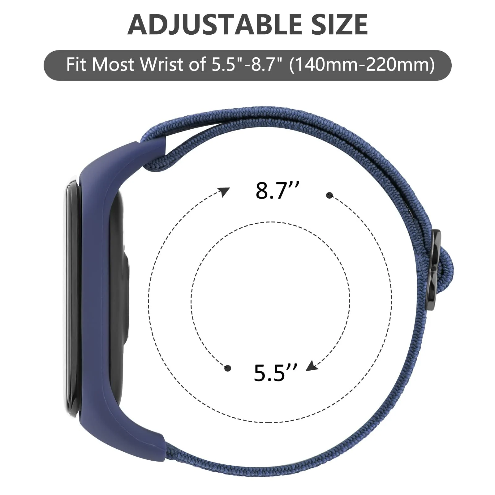 DL3 Mobilak Nylon Loop Stretchy Strap for Xiaomi Mi Band 7/Mi Band 6/Mi Band 5/Mi Band 4/Mi Band 3, Adjustable Elastic Sport Band for Mi Band 7 6 5 4 3, Strap Smart Watch Accessories - Blue