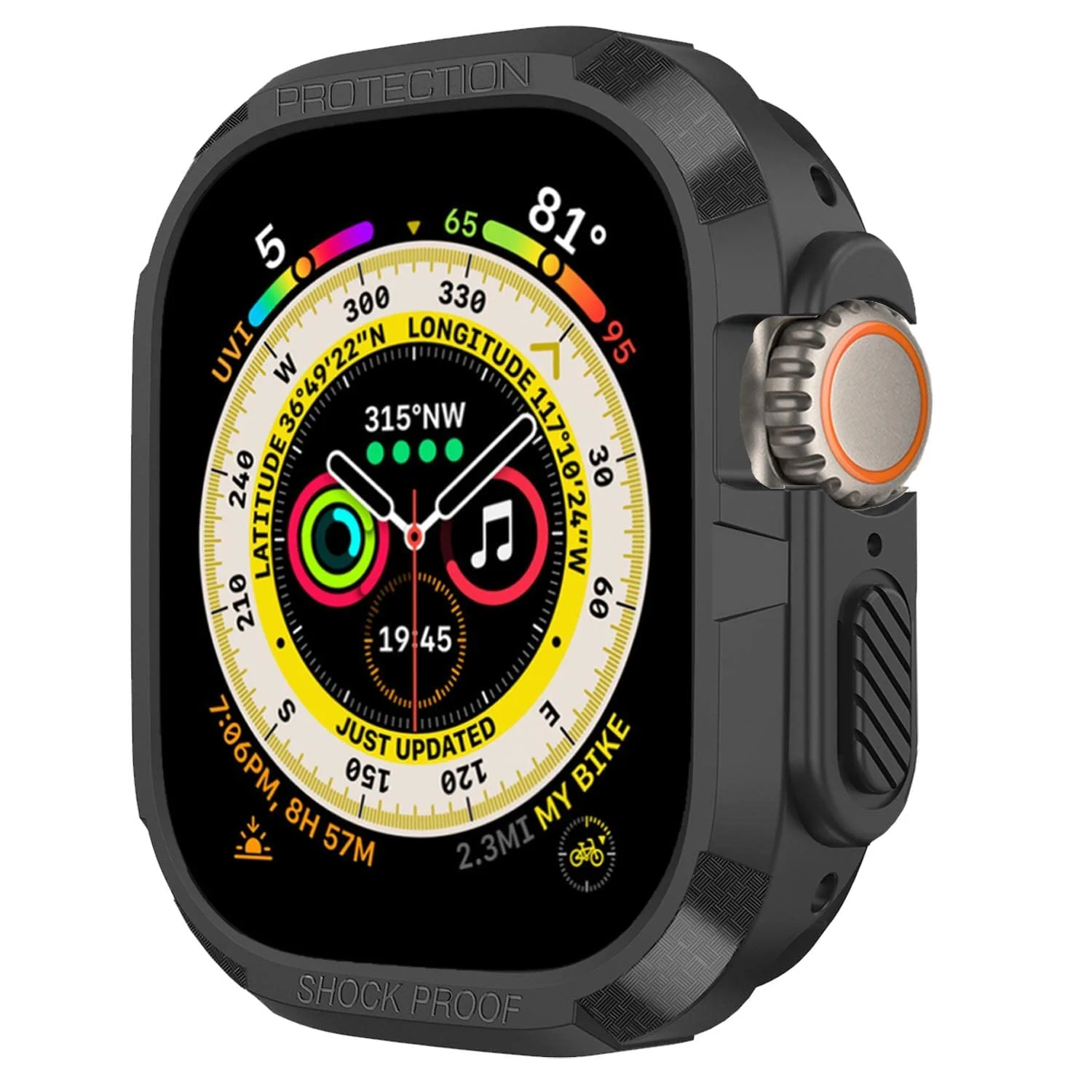 DL3 Mobilak Compatible for Apple Watch Ultra 49mm Rugged Case All Around Shockproof TPU Protective Cover Bumper Lightweight and Shock Absorbent for Apple Watch Ultra 49mm - Black
