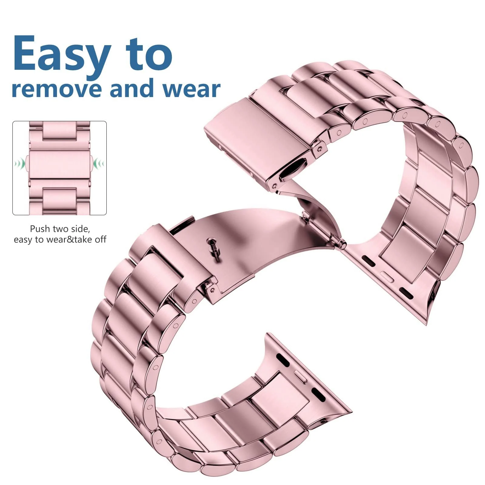 DL3 Mobilak Stainless Steel Band with Case Compatible with Apple Watch Band 45mm Series 9/8/7, Men Woman Business Strap with Protective Bumper Cover for iWatch Series 7/8/9 45mm - Pink