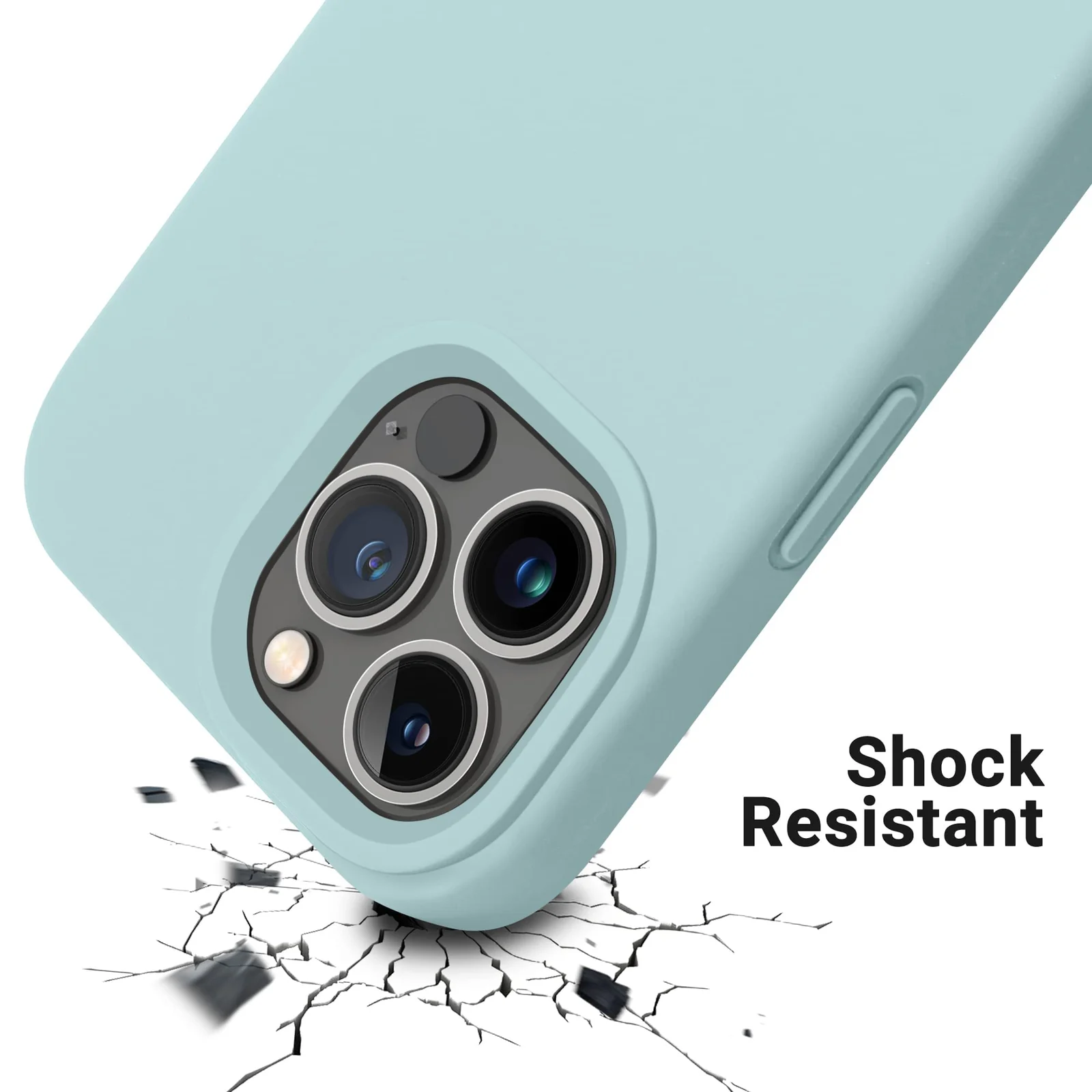 DL3 Mobilak Liquid Silicone Protective Case for iPhone 15 with Camera Protection and Microfiber Lining - Mint Green