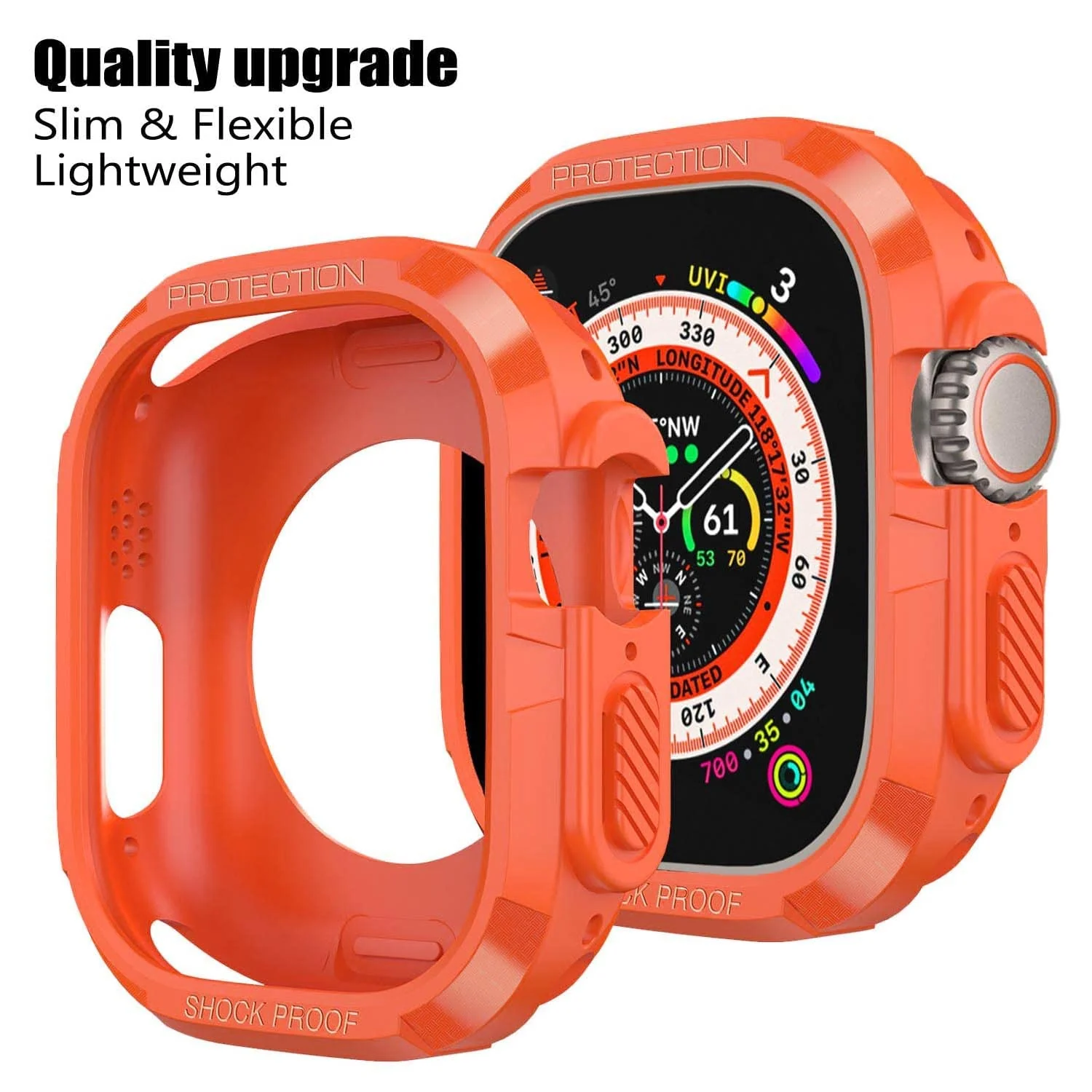 DL3 Mobilak Compatible for Apple Watch Ultra 49mm Rugged Case All Around Shockproof TPU Protective Cover Bumper Lightweight and Shock Absorbent for Apple Watch Ultra 49mm - Orange