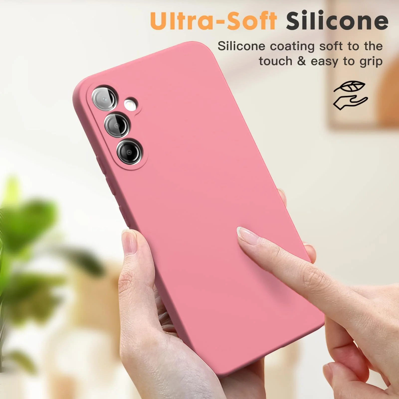 DL3 Mobilak Samsung Galaxy A55 Case, Soft Flexible Liquid Silicone Gel Rubber Bumper Cover, Full Body Shockproof Protective Phone Case - Pink