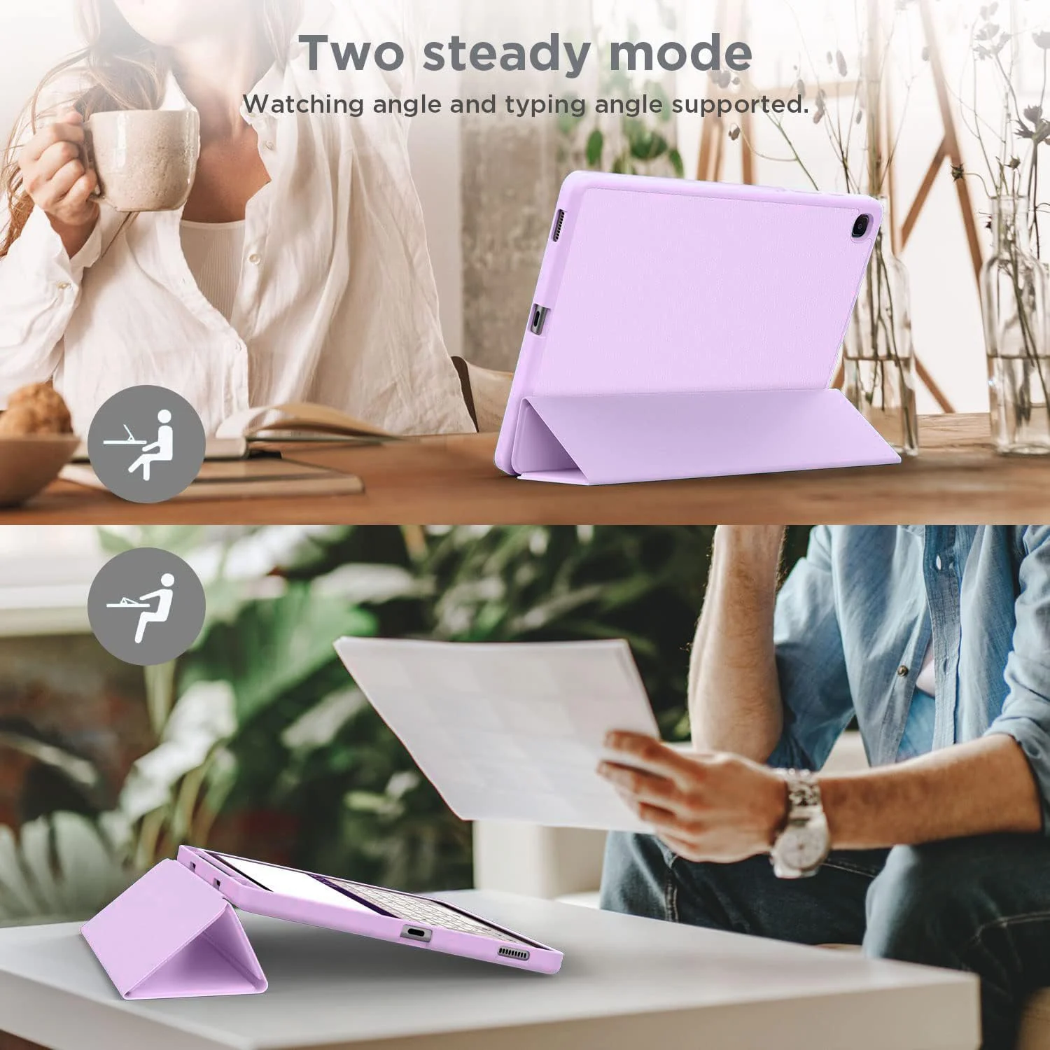 DL3 Mobilak Smart Case For Samsung Galaxy Tab S6 Lite 10.4 inch 2022 (SM-P613/P619) & 2020 (SM-P610/P615) with Pencil Holder, Soft TPU Smart Stand Back Cover Auto Wake/Sleep - Pastel Violet
