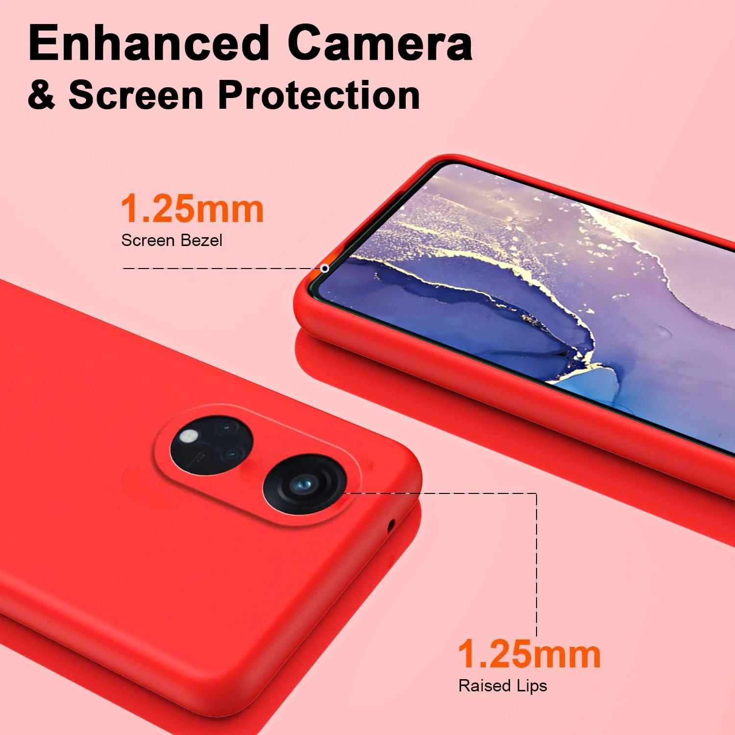DL3 Mobilak Liquid Silicone Case for OPPO Reno 8T 5G / OPPO A1 Pro, Shock-absorbing protection, Scratch-resistant surface, Soft microfiber lining - Red