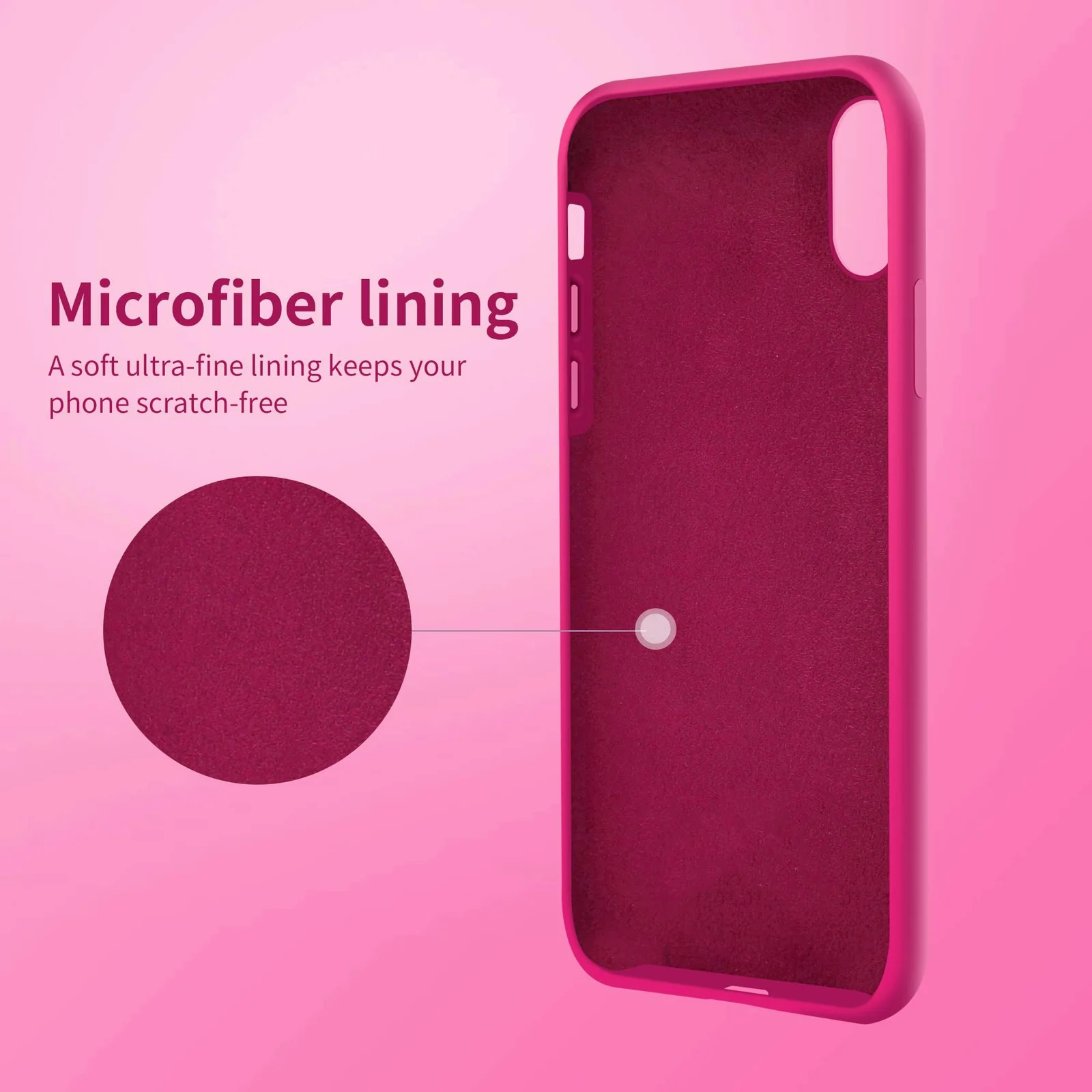 DL3 Mobilak Liquid Silicone Case for iPhone XS Max, Shock-absorbing protection, Scratch-resistant surface, Soft microfiber lining - Neon Pink