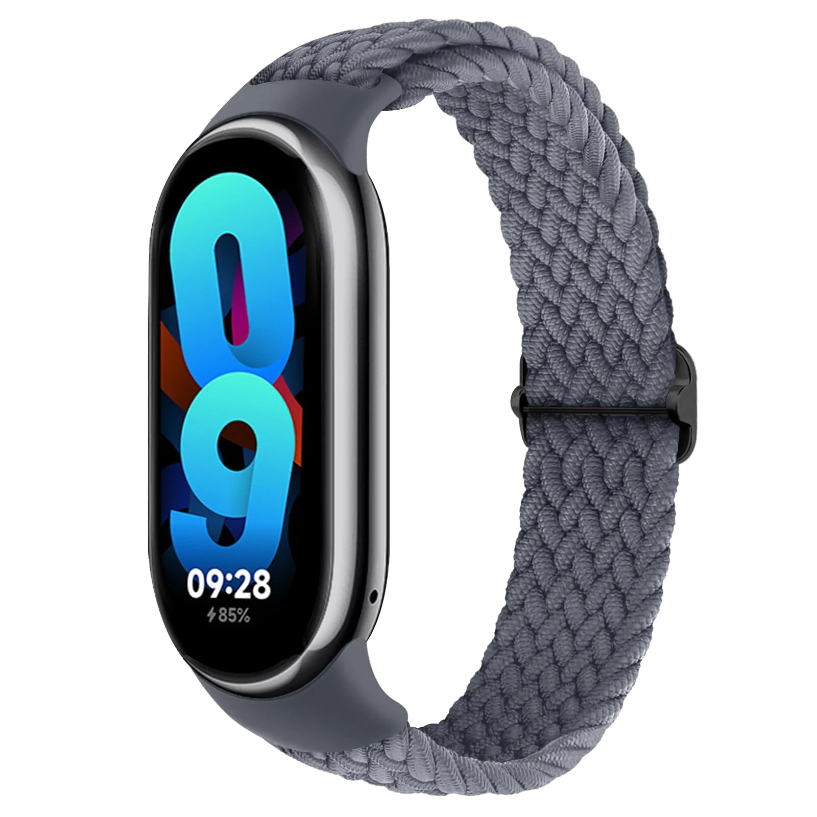 DL3 Mobilak Compatible with Xiaomi Mi Band 10/9/8 strap, Braided Solo Loop for Nylon Elastic Adjustable Replacement Wristband Compatible with Xiaomi Smart Band 8/9/10 - Gray