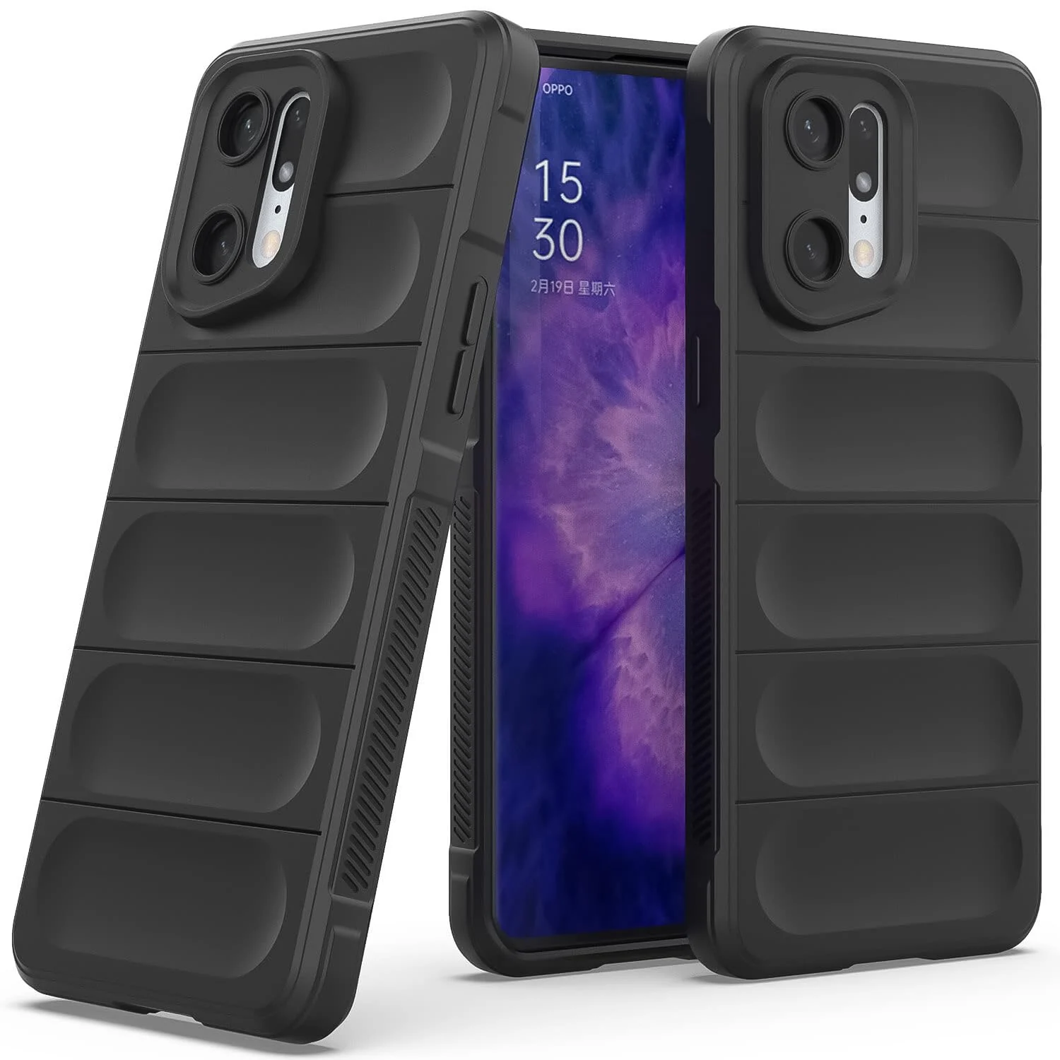 DL3 Mobilak Soft Silicone Protective Case for OPPO Find X5 with Camera Protection and Shockproof Design - Black