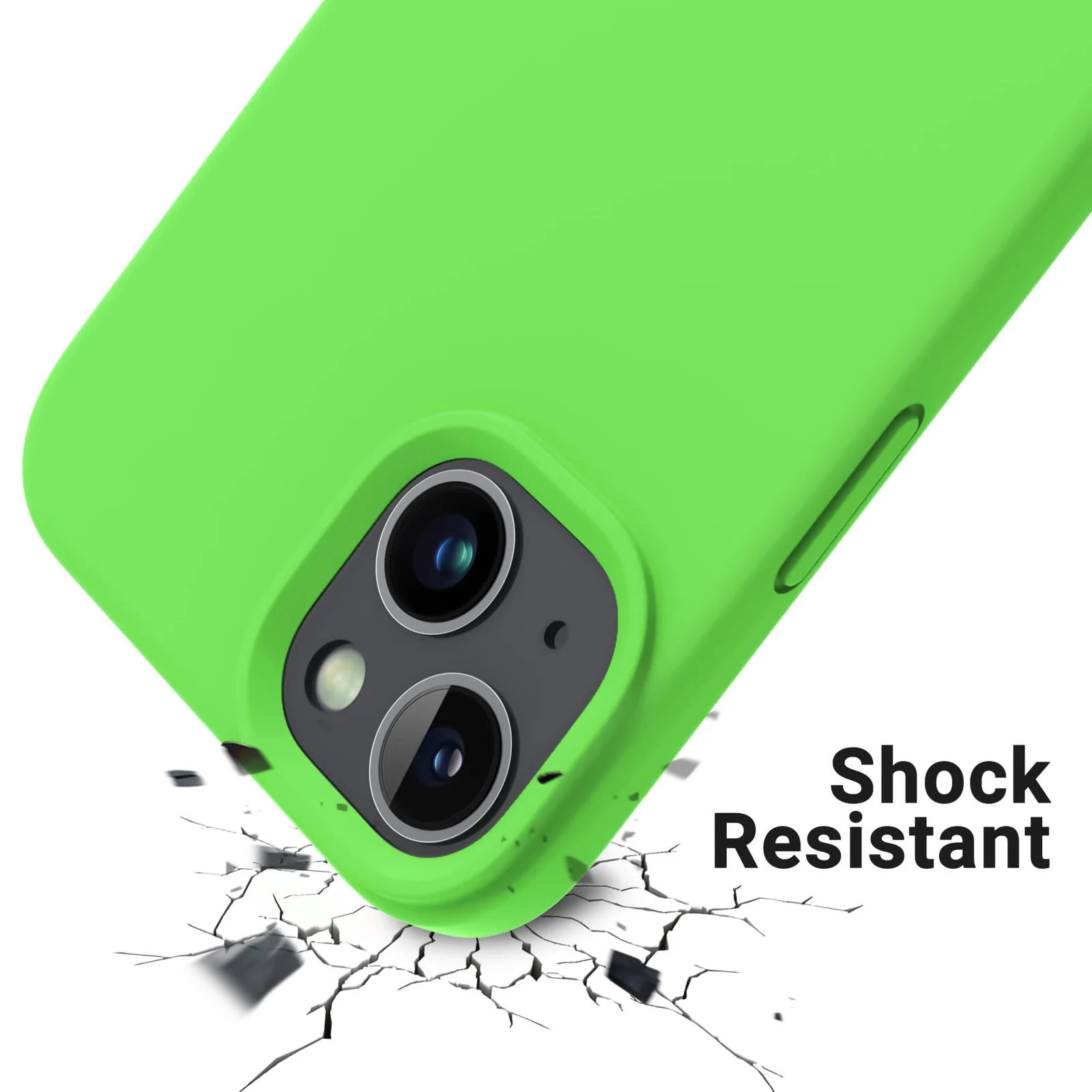 DL3 Mobilak Liquid Silicone Protective Case with Soft Microfiber Lining for iPhone 13 / iPhone 14 - Neon Green