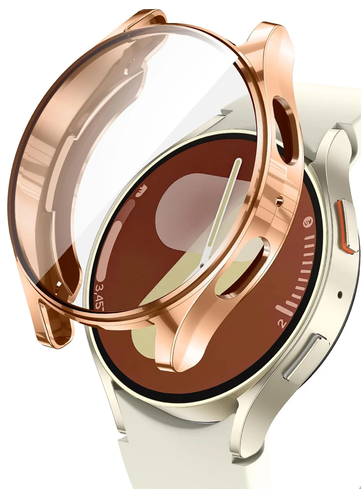 DL3 Mobilak Case for Samsung Galaxy Watch 7 44mm, with Built in Screen Protector, TPU Watch Case, [Full Coverage], Shockproof Cover, High Definition Cover, Protective Case for Watch7 44 mm - Rose Gold