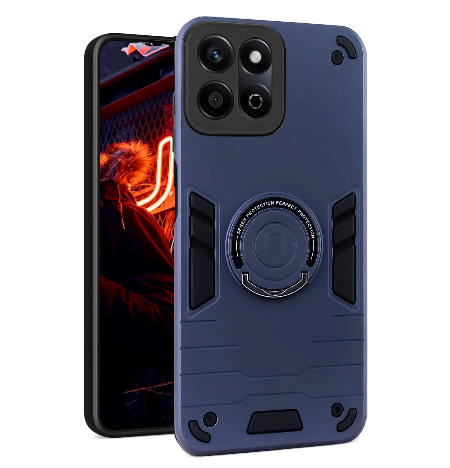 DL3 Mobilak TPU Protective Case for Honor X7C, Not compatible with MagSafe, Built-in magnetic car-mount support, Camera protection - Blue