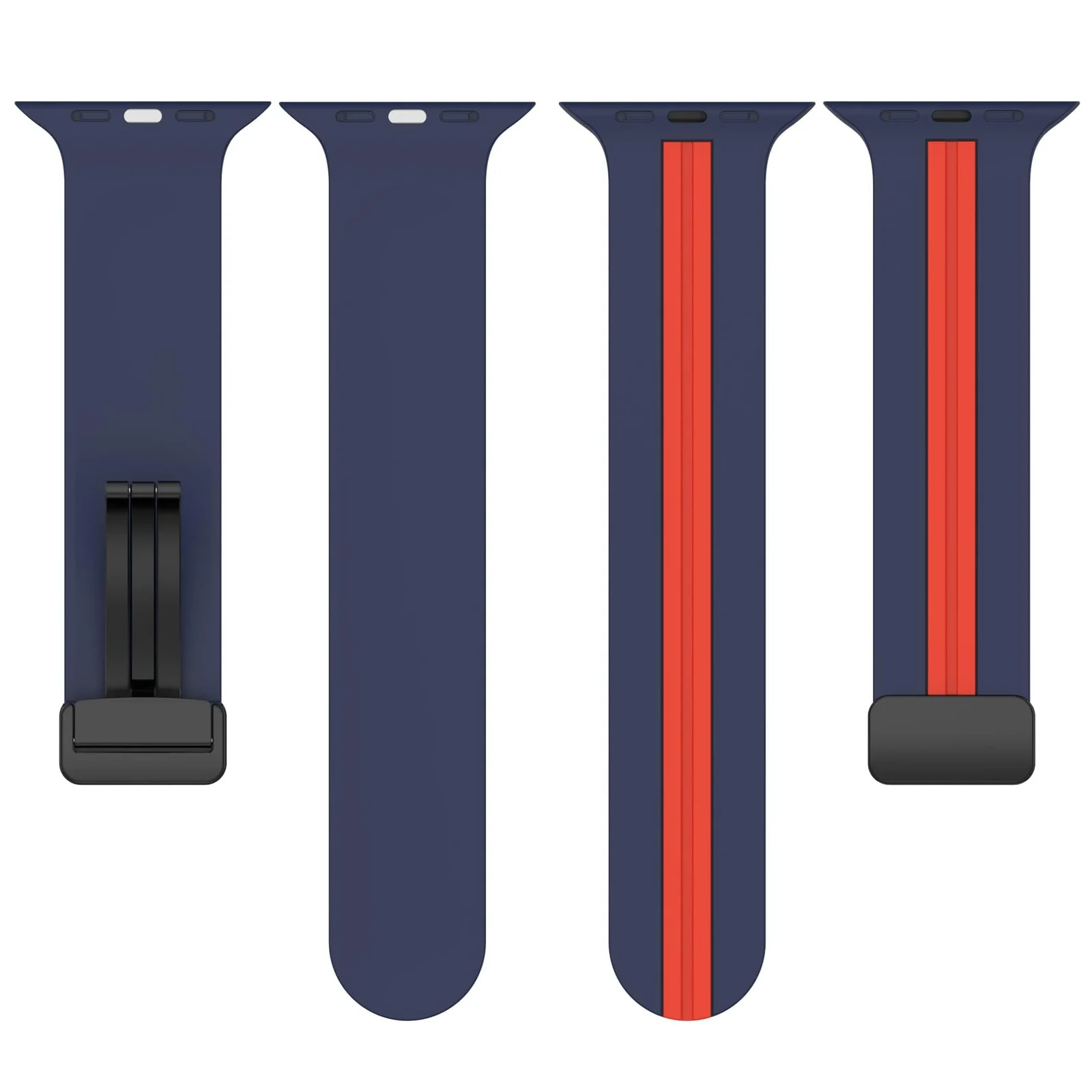 DL3 Mobilak Magnetic Bands for Apple Watch Ultra/Ultra 2 Band 49mm 45mm 44mm 42mm 41mm 40mm 38mm, Soft Sport Silicone Strap for iwatch Series 9/8/7/6/5/4/3/2/1/SE (42mm/44mm/45mm/49mm) - Blue Red