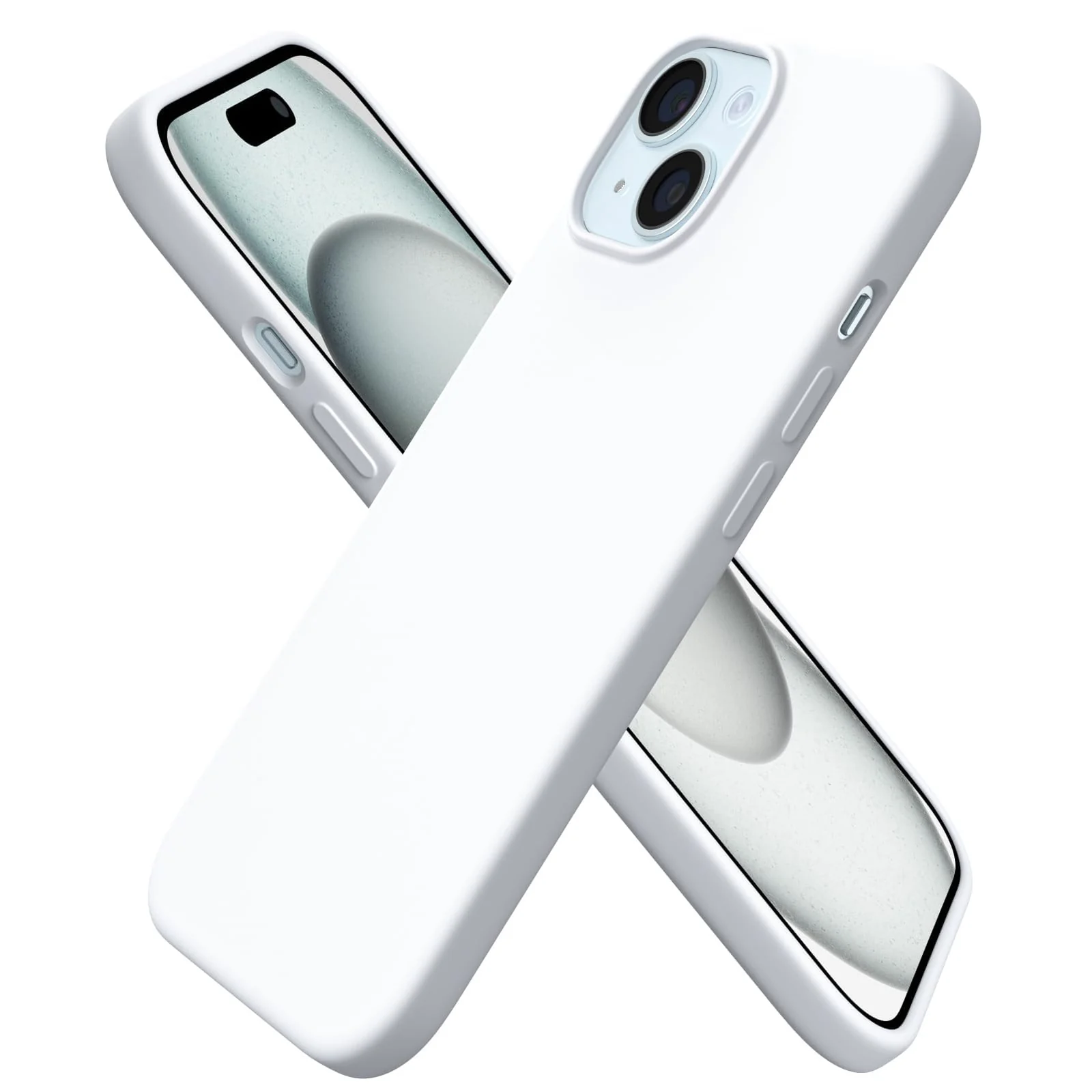 DL3 Mobilak Liquid Silicone Case for iPhone 15 Plus / iPhone 14 Plus, Supports wireless charging, Shock-absorbing protection, Scratch-resistant surface - White