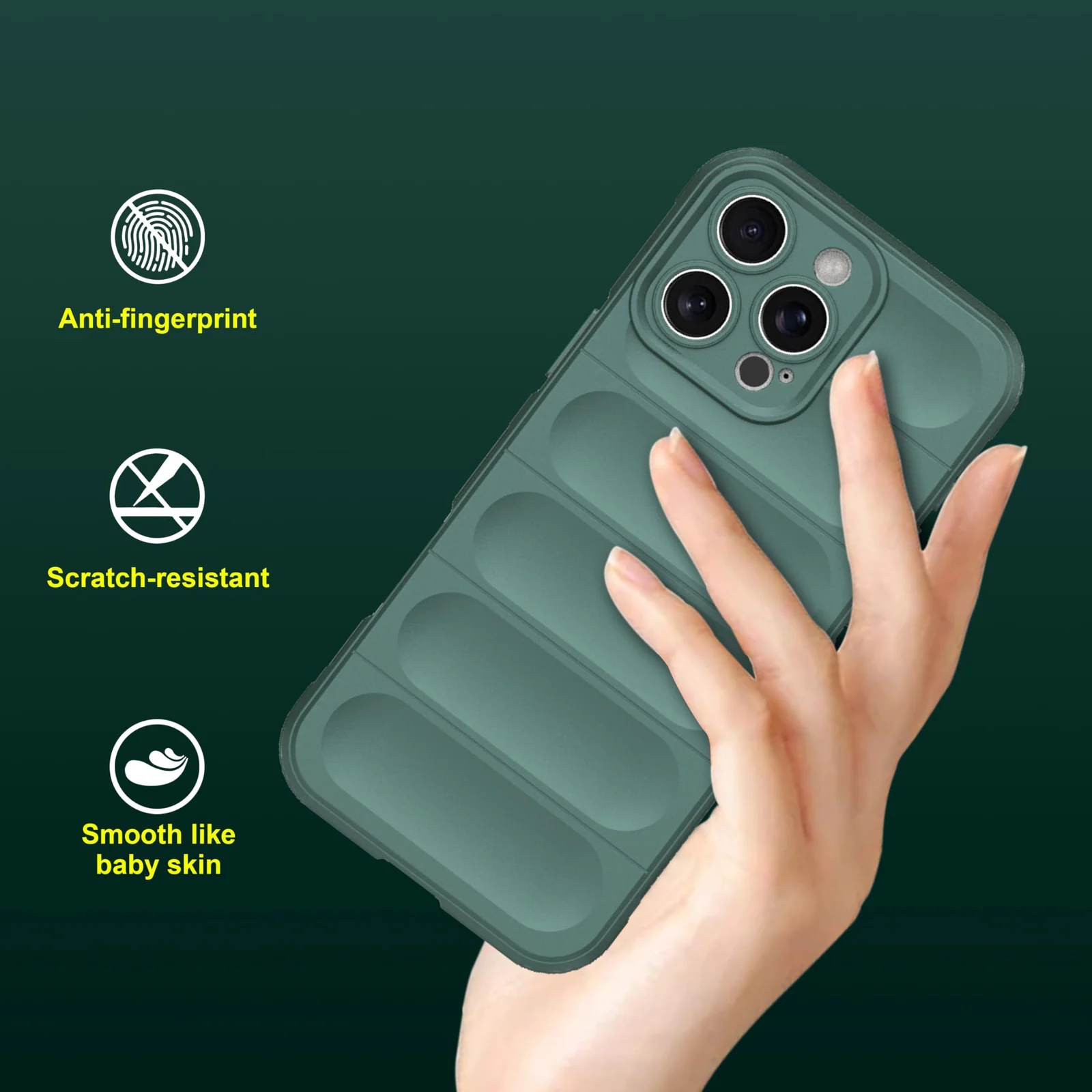 DL3 Mobilak Silicone Case for iPhone 16 Pro 6.3-Inch Heavy Duty Protective [Slim Fit] Shockproof Soft Flexible Protective Design Shock-Absorption TPU Cover With Camera Protection - Green