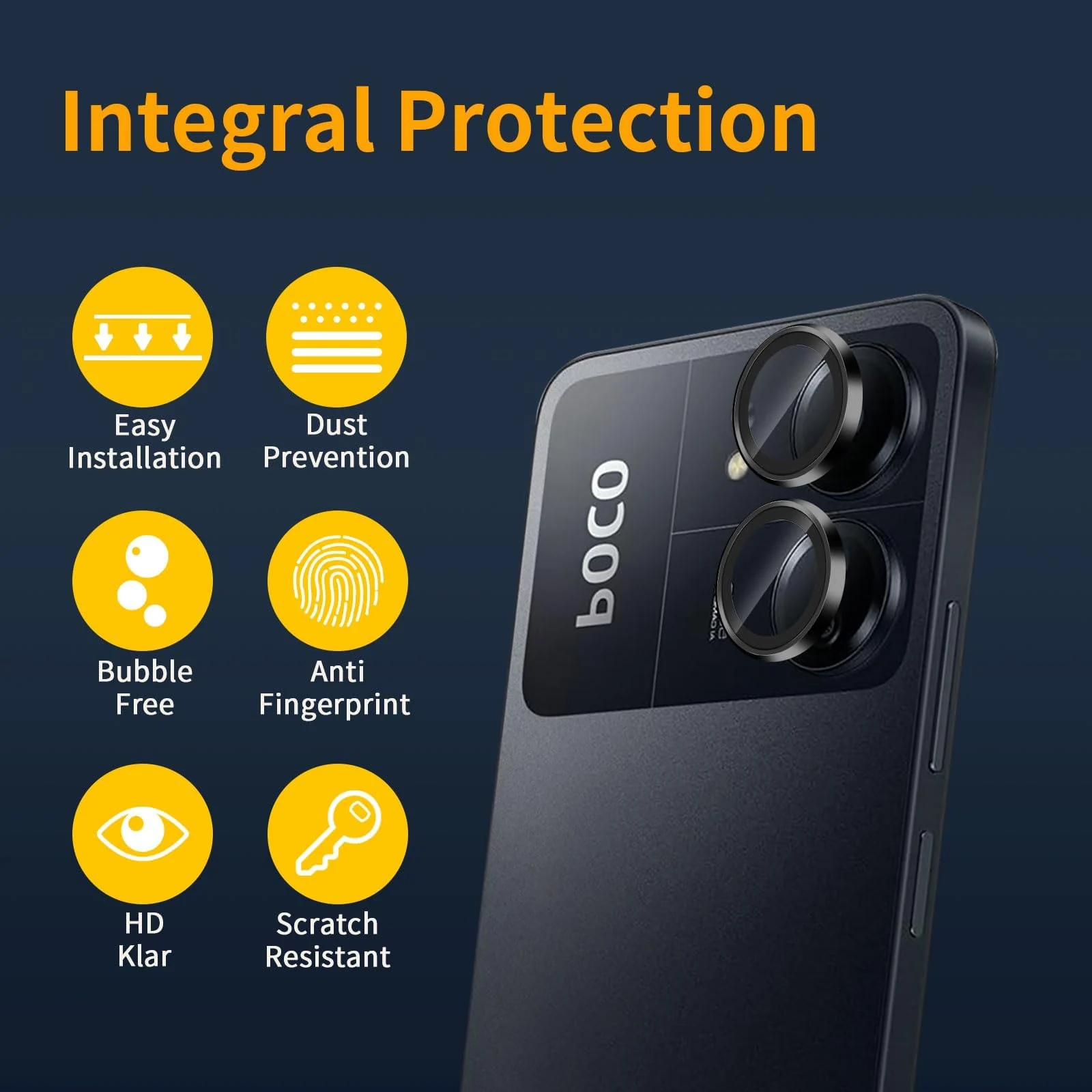DL3 Mobilak Camera Lens Protector for Xiaomi Redmi 13C / Xiaomi Poco C65 Accessories, 9H Tempered Glass Metal Individual Ring Camera Cover Screen Protector, Case Friendly, Anti Scratch - Black