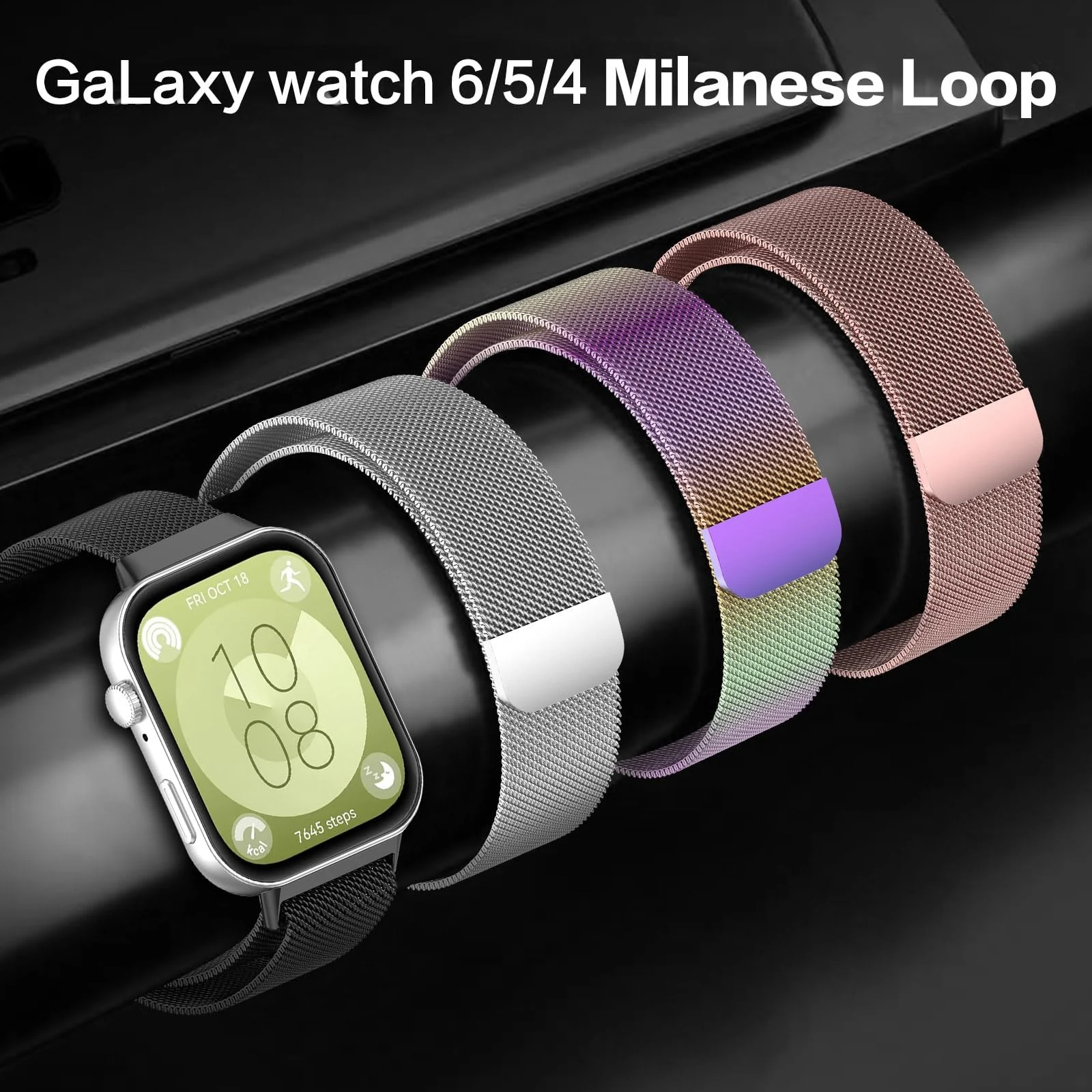 DL3 Mobilak Bracelet Compatible with Huawei Watch Fit 3, Stainless Steel Replacement Straps, Mesh Metal Watch Strap, Magnetic Adjustable Replacement Strap For Huawei Watch Fit3 - Colorful
