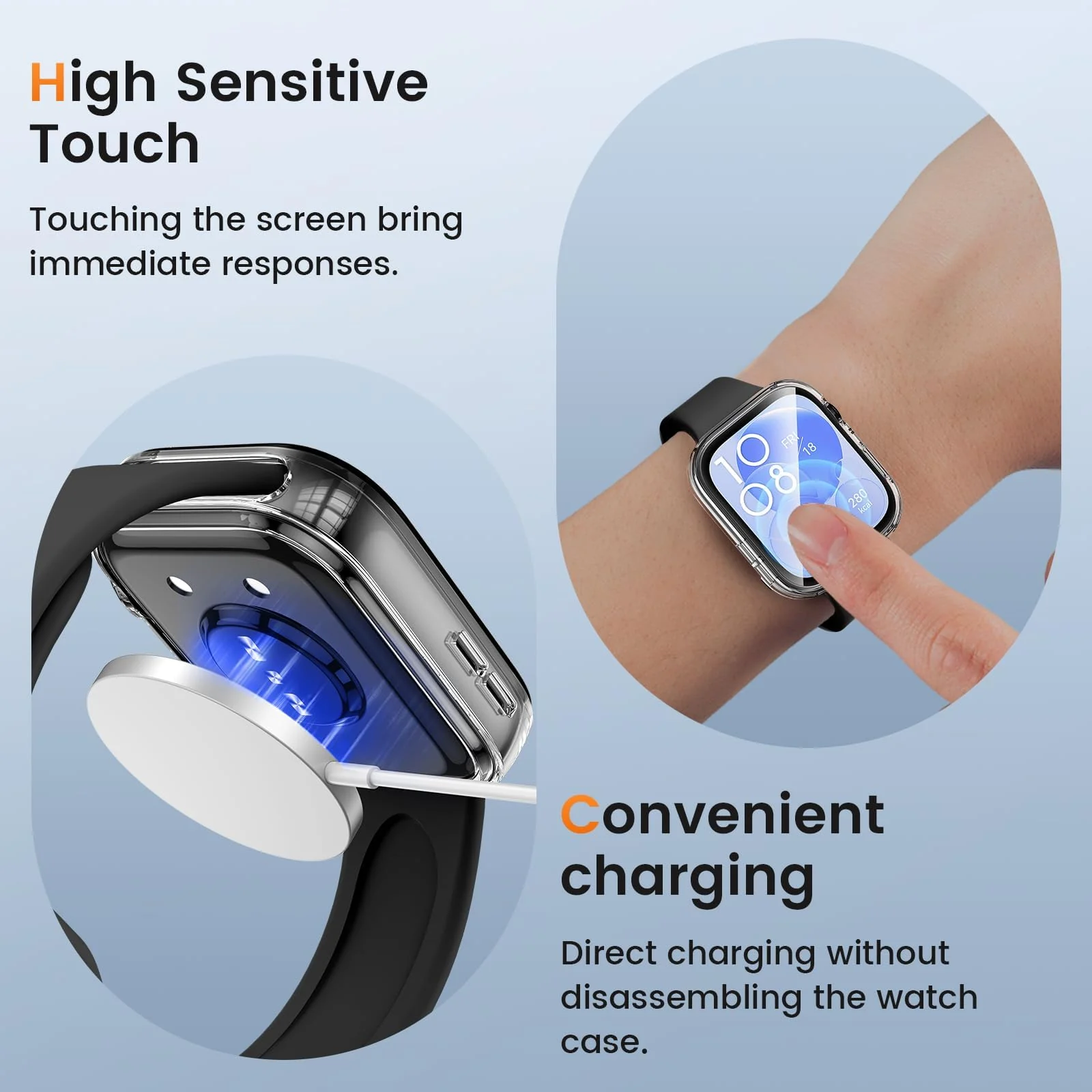 DL3 Mobilak Case Compatible with Huawei Watch Fit 3 Case All-Around with Built-in Screen Protector Watch Soft TPU Shockproof Cover Slim Guard Thin Bumper Shell Protector - Clear