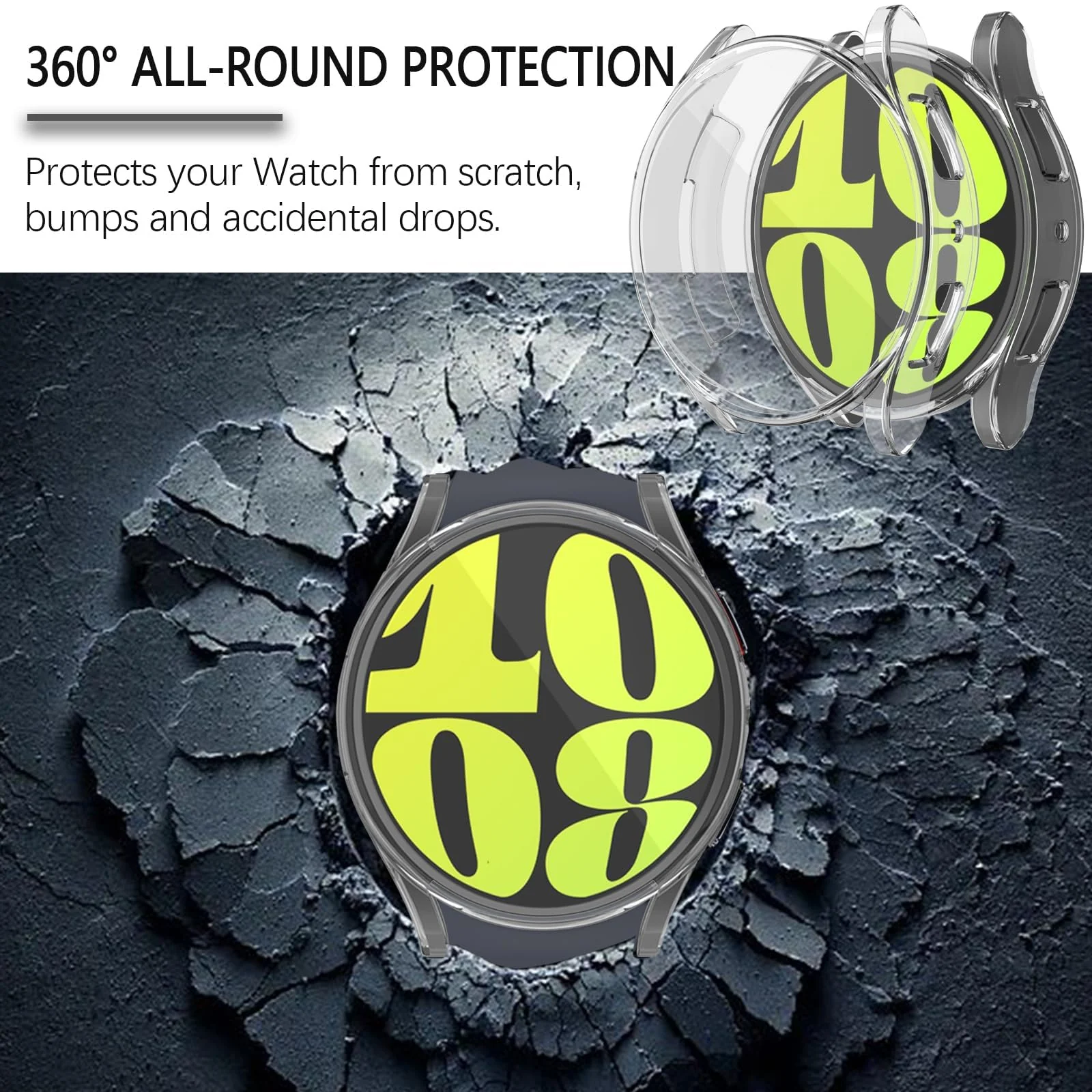 DL3 Mobilak Screen Protector Case for Samsung Galaxy Watch 6 44mm, Flexible TPU Cover Shockproof Protective Case Plated Bumper Shell Galaxy Watch 6 44mm - Clear
