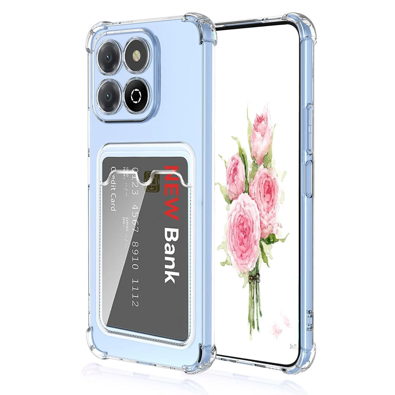DL3 Mobilak Clear TPU Card Holder Case for Honor X6b with Camera Protection and Shockproof Design - Transparent