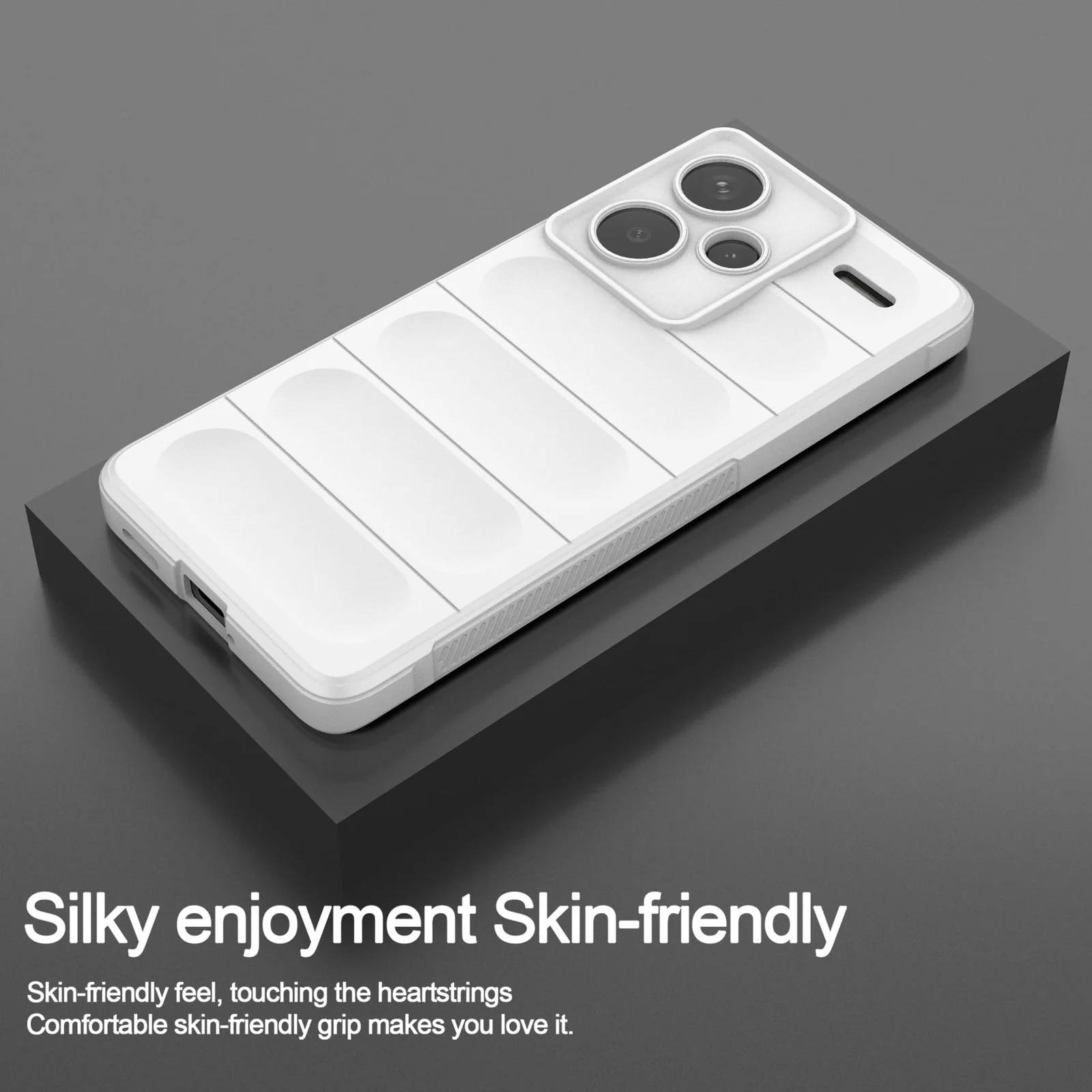 DL3 Mobilak Soft Silicone Protective Case for Xiaomi Redmi Note 13 Pro+ Plus 5G with Camera Protection and Shockproof Design - White