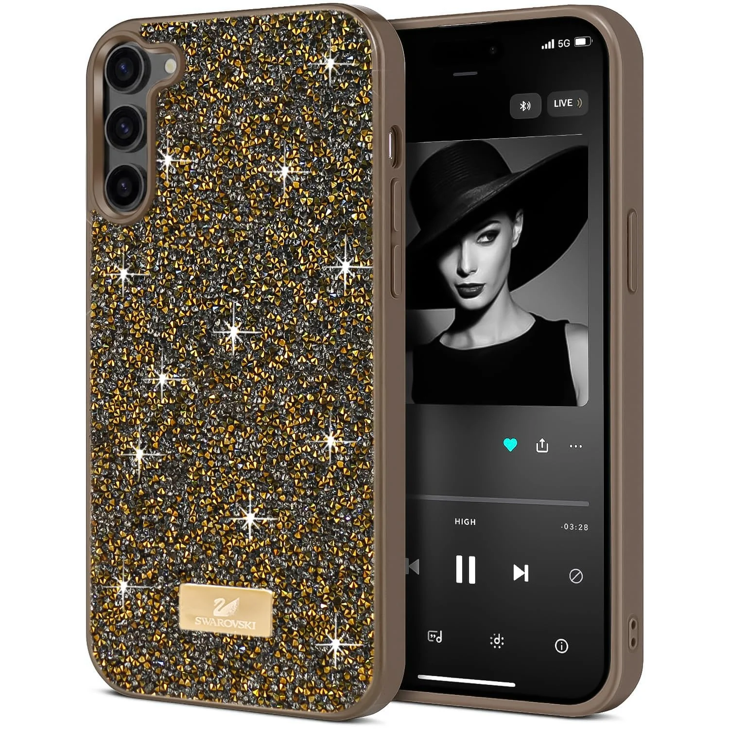Case For Samsung Galaxy S23+ Plus Case Glitter, Sparkle Diamond Crystal Bling Case with Bling, Ultra Thin Lightweight Full Body Shockproof Anti-Scratch Protective Cover - Black
