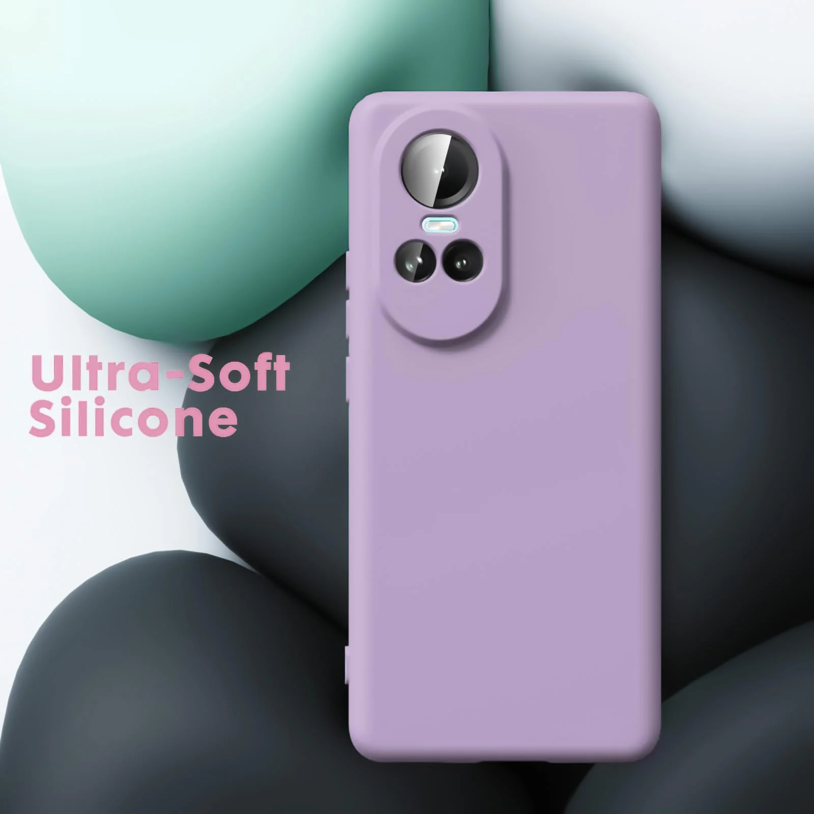 DL3 Mobilak Liquid Silicone Case for OPPO Reno 10, Shock-absorbing protection, Scratch-resistant surface, Soft microfiber lining - Lavender