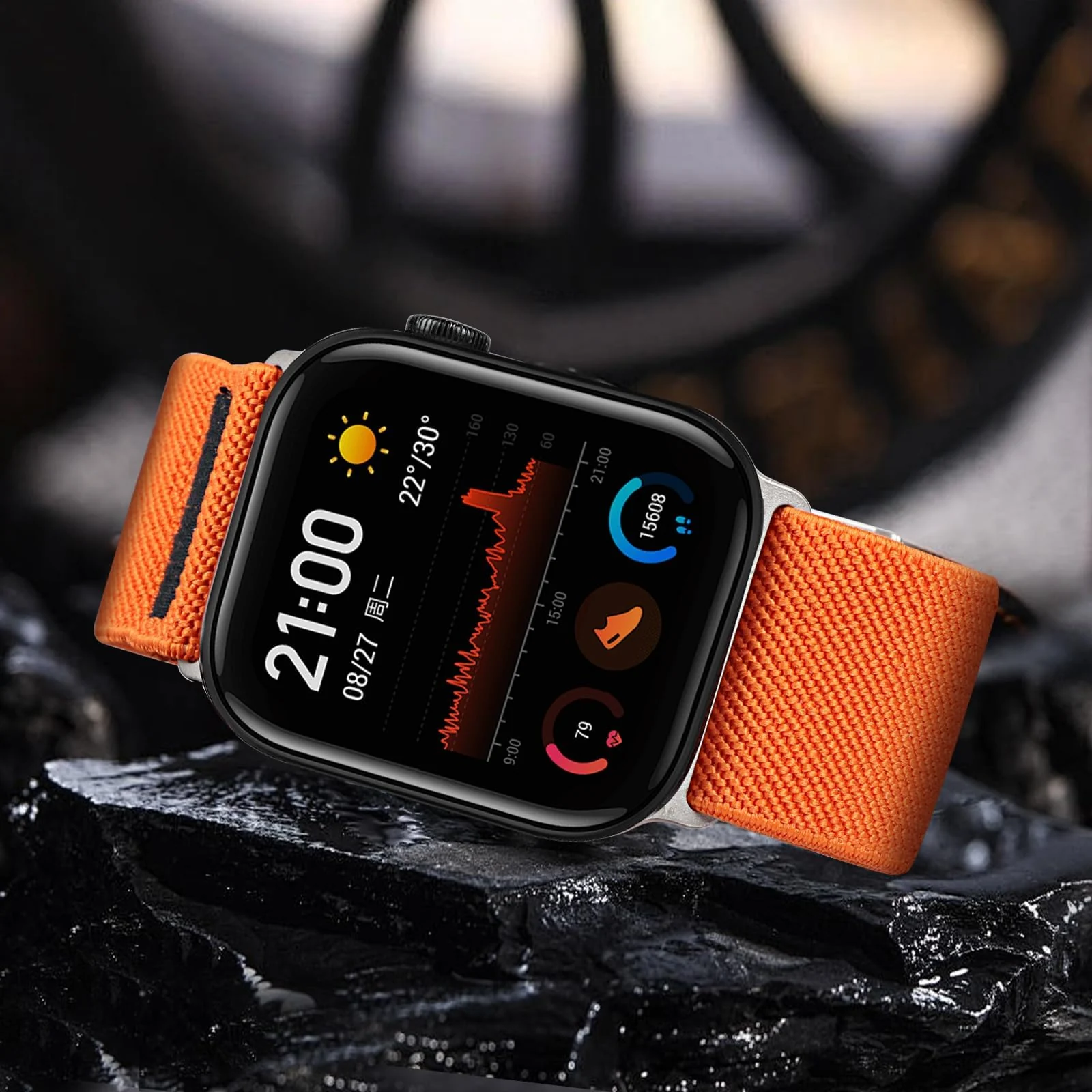 DL3 Mobilak Solo Loop Nylon Band Compatible with Apple Watch Ultra 2/Ultra Band 49mm 45mm 46mm 44mm 42mm for Men Women, Soft Fabric Braided Elastic Sport Strap for iWatch Series SE 10/9/8/7/6/5/4 - Orange