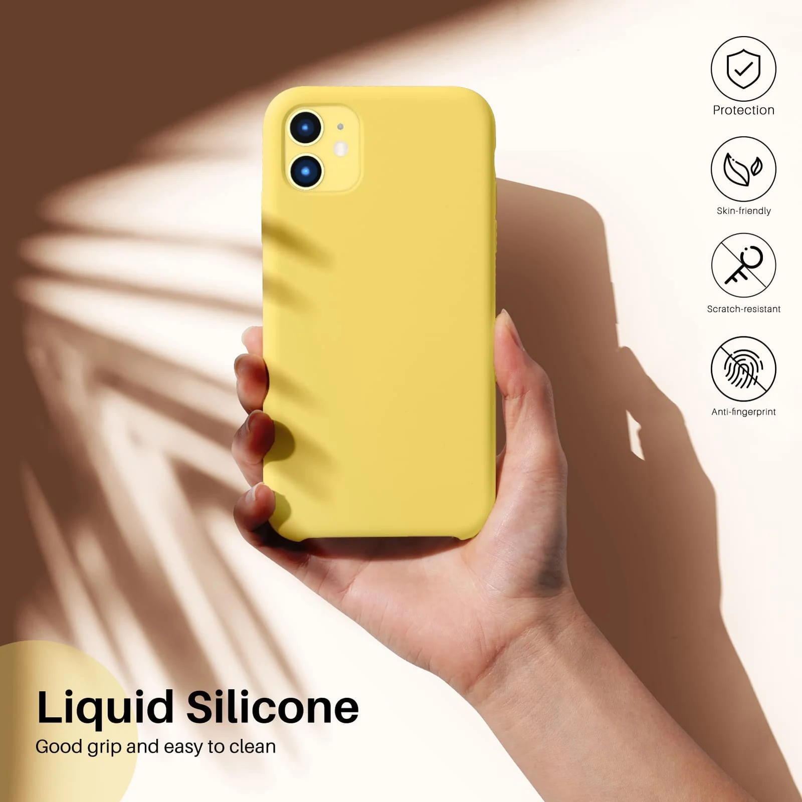 DL3 Mobilak Liquid Silicone Protective Case for iPhone 11 (6.1 Inch) with Camera Protection and Microfiber Lining - Yellow