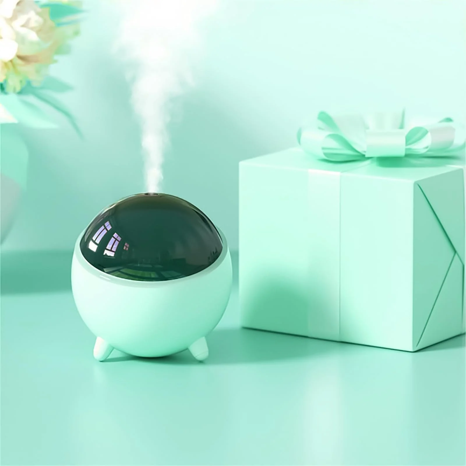 Mobigon Wood Cool Mist Ultrasonic Humidifier for Room Moisture, Aroma Diffuser for Home, 300ml Essential Oil Diffuser with 7 Colorful Night Light, Auto Shut-Off, Home, Office, car - Turquoise