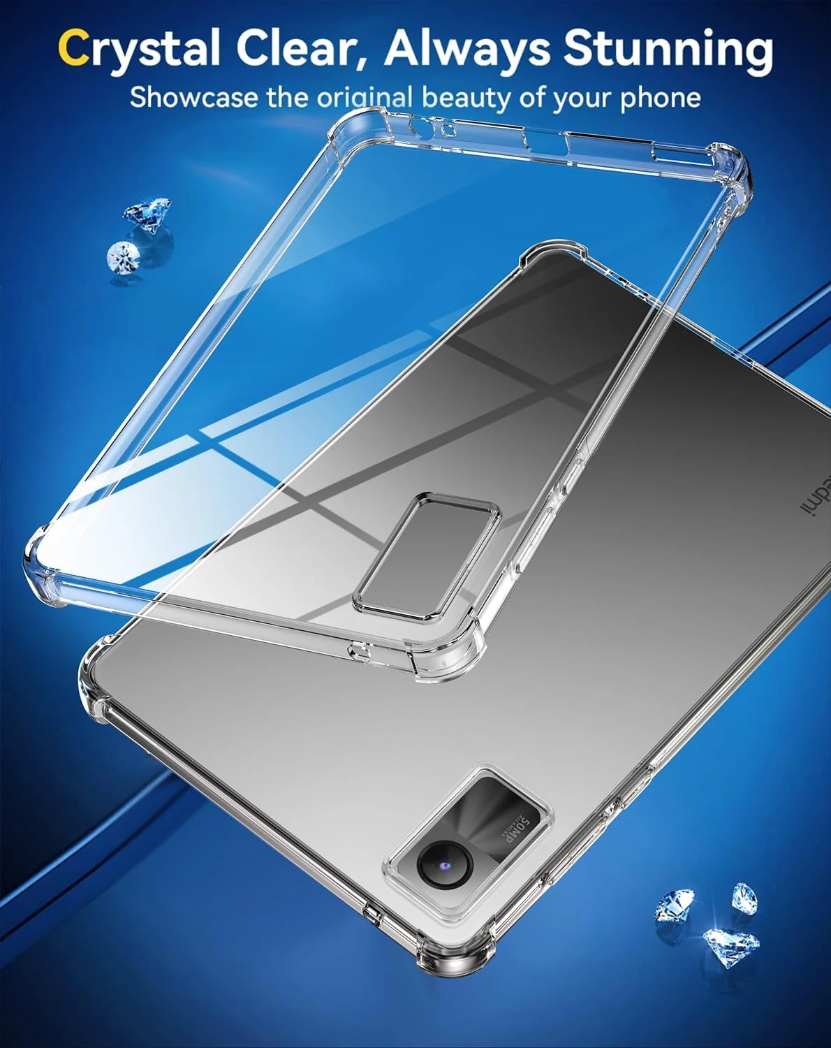 DL3 Mobilak Case Compatible with Xiaomi Redmi Pad SE 11.0 inch Released 2023, Ultra Thin Silicone Air-Corners Shockproof Back Shell HD TPU Protective Cover - Clear