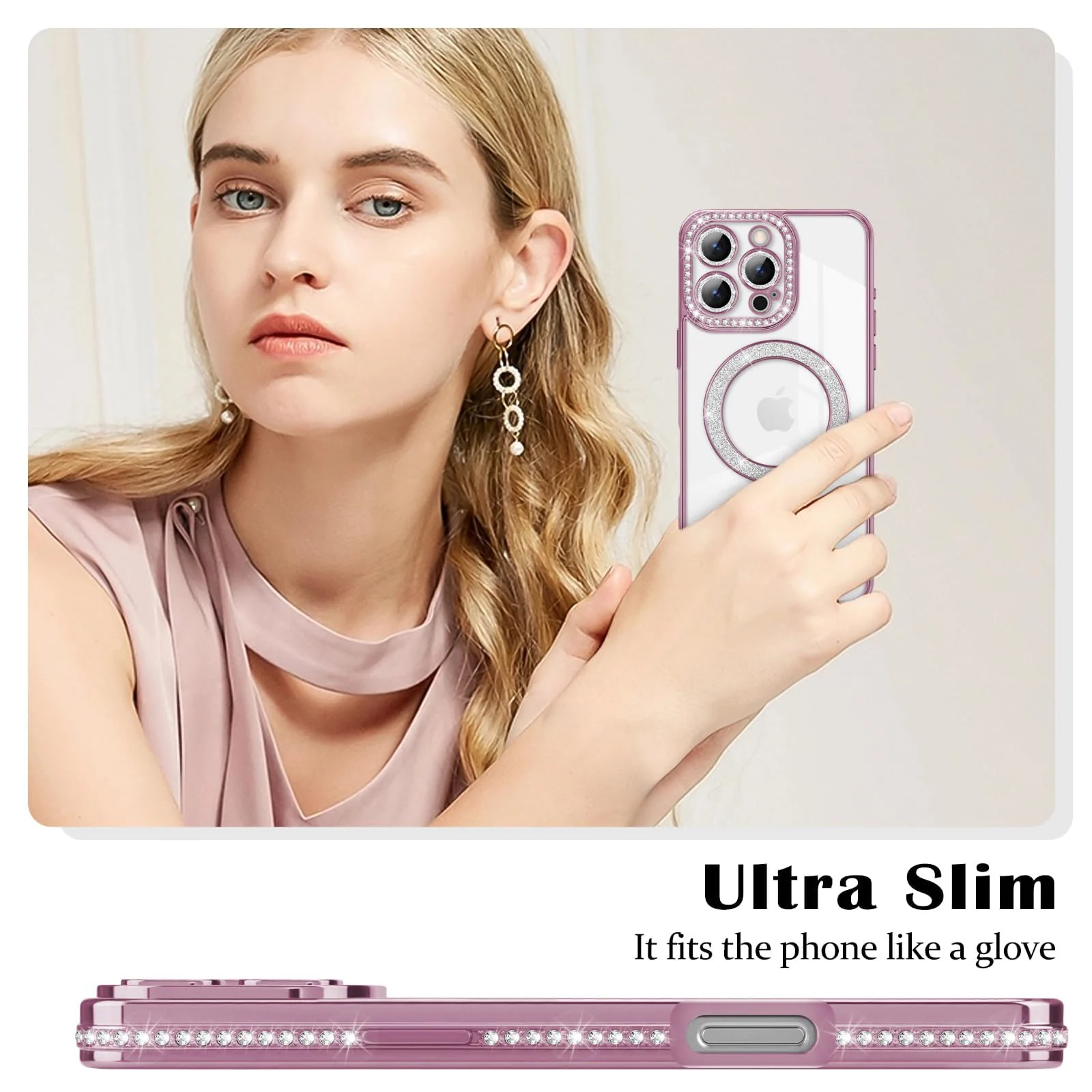 DL3 Mobilak MagSafe-Compatible Magnetic Case for iPhone 16 Pro Max with Camera Protection and Magnetic Car-Mount Support - Pink