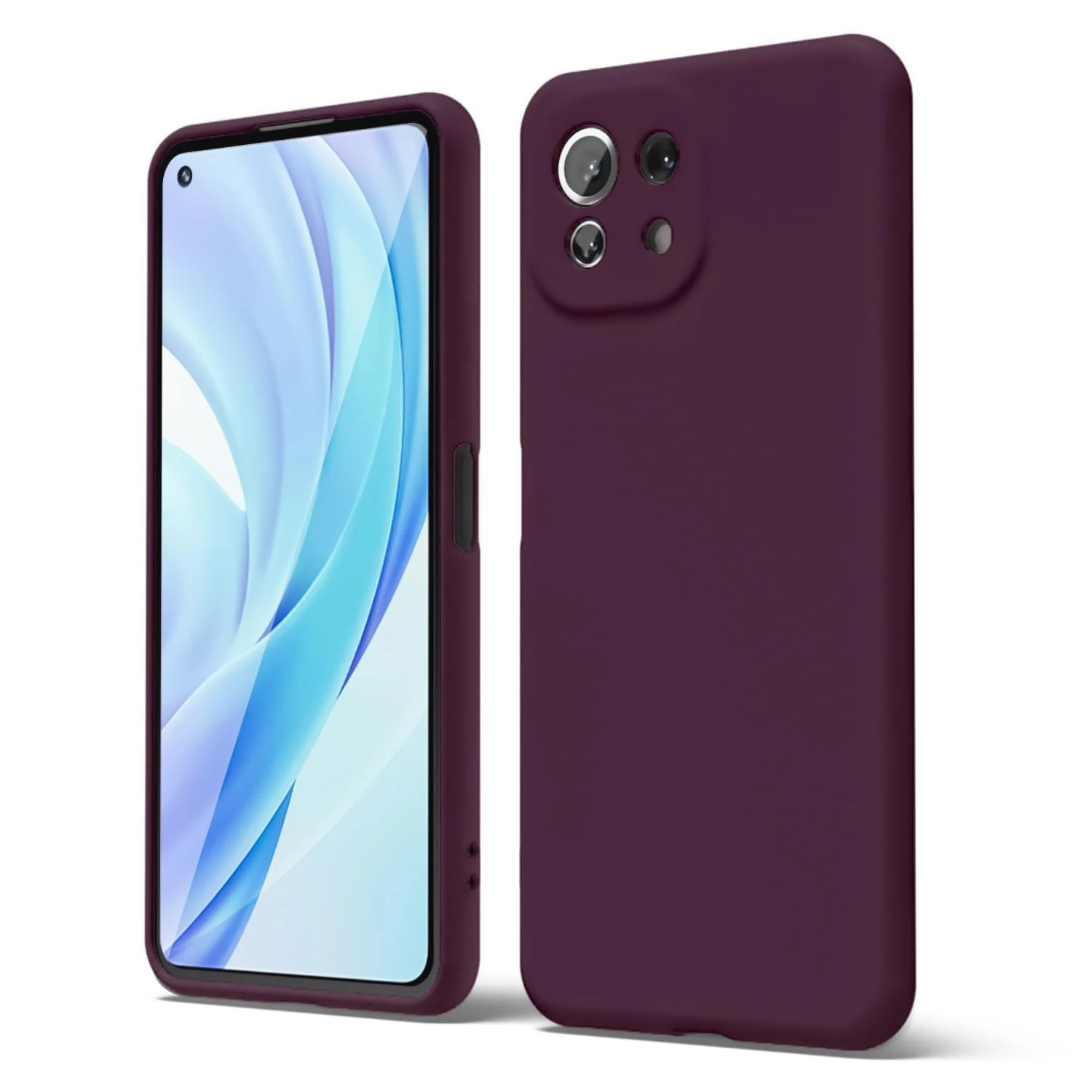 DL3 Mobilak Liquid Silicone Protective Case with Soft Microfiber Lining with Full Camera Protection for Xiaomi Mi 11 Lite 4G / 5G & Mi11 Lite 5G NE - Wine Red
