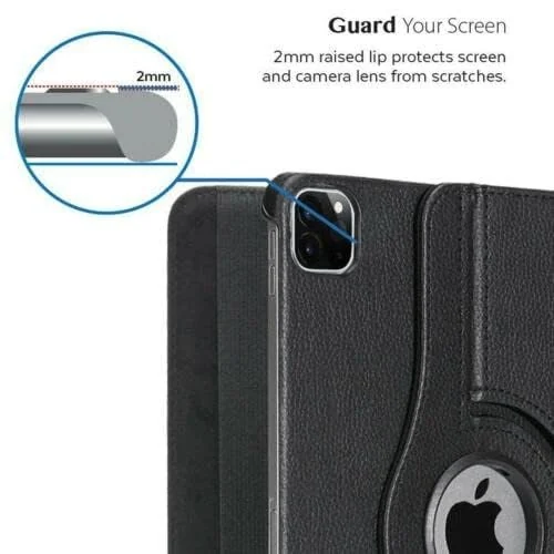 DL3 Mobilak Protective Cover for iPad Pro 11-Inch M4 2024, 360° Rotatable Smart Stand, Leather Folio Flip Cover with Multi-Angle Viewing, Auto Wake Sleep - Black