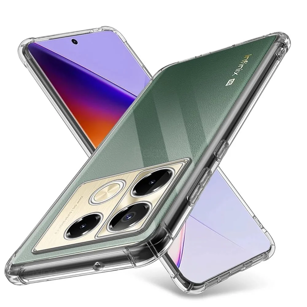 DL3 Mobilak Case Compatible with Infinix Note 40 4G, Cover Silicone Transparent TPU Gorilla Anti-shock Protector Camera Shockproof Corners - Clear