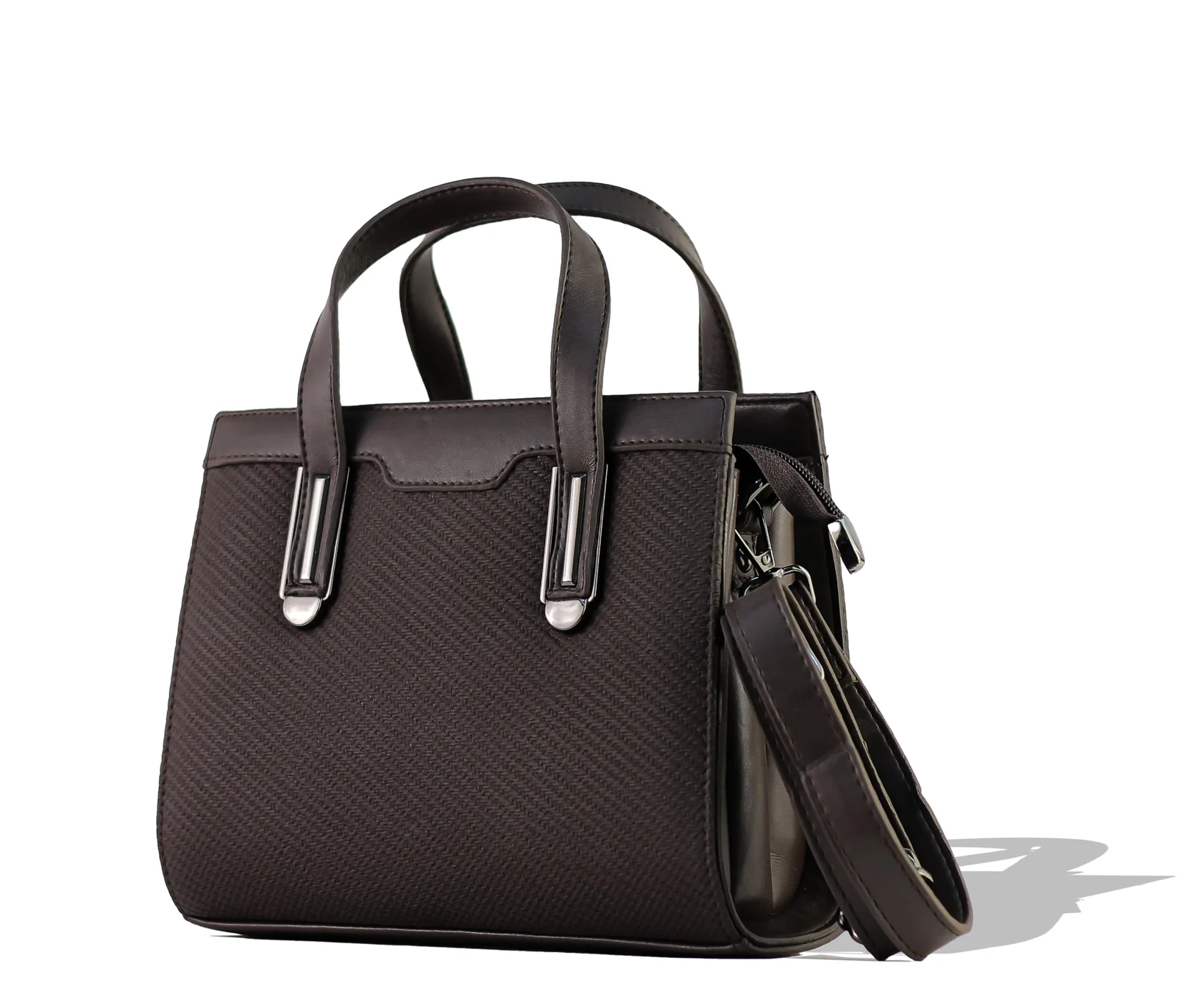 Mobigon Elegant Women’s Handbag with Shoulder Strap, Textured Leather Baguette Purse with Gold Clasp, Magnetic Snap & Zipper Compartments, Structured Top Handle Bag for Work & Daily Use