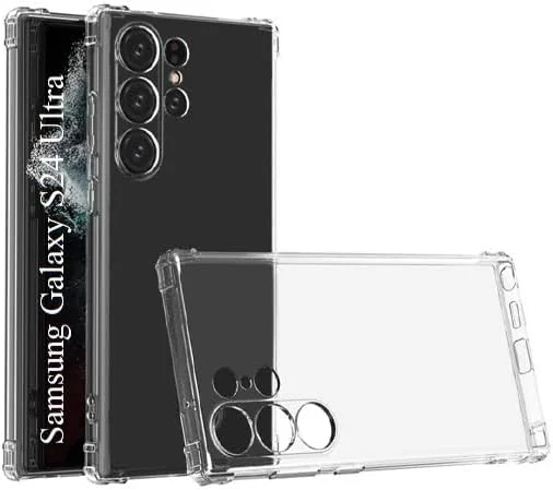 DL3 Mobilak Clear TPU Case for Samsung Galaxy S24 Ultra, Camera protection, Shock-absorbing protection, Non-slip grip - Clear