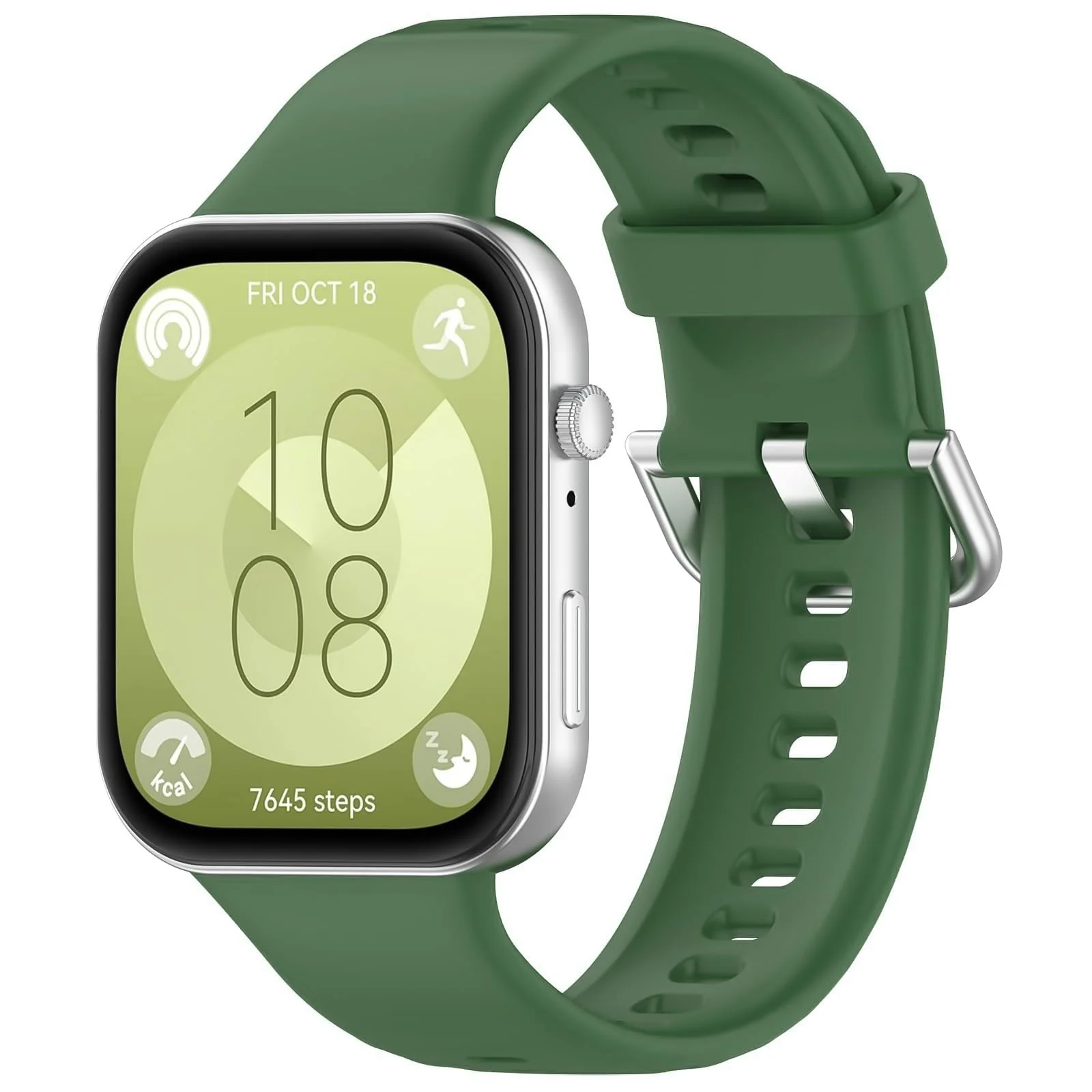 DL3 Mobilak Silicone Bracelet for Huawei Watch Fit 3/Watch Fit 4 Pro/Fit 4 Strap, Soft Silicone Sport Replacement Strap for Women/Men, Adjustable Waterproof Sports Band - Military Green