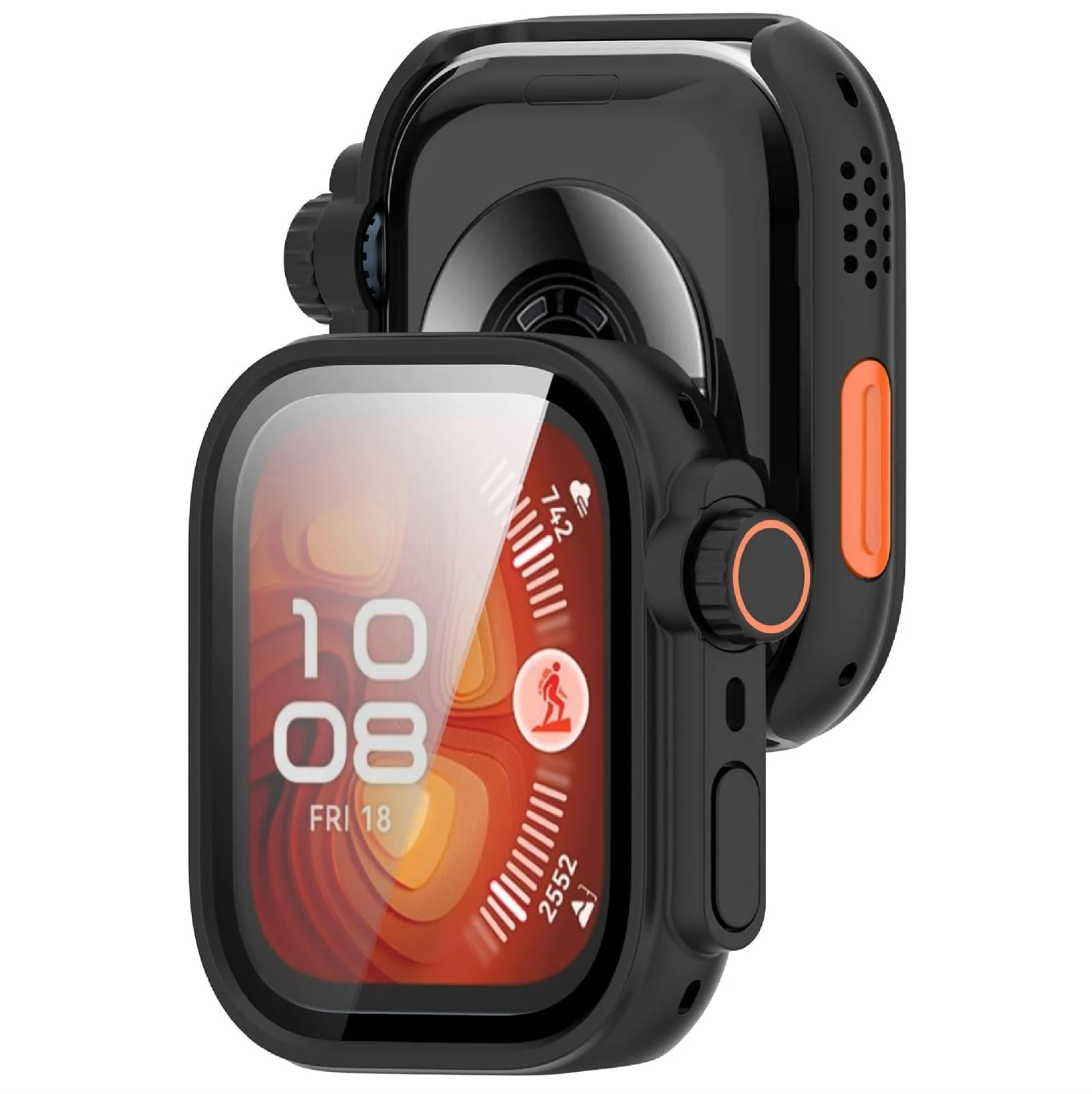 DL3 Mobilak for Huawei Watch Fit 4 Pro 2025 Case Screen Protector, [Looks Like iWatch Ultra Case] Built-in Tempered Glass Screen Unique Design Case Cover for Huawei Watch Fit4 Pro - Black
