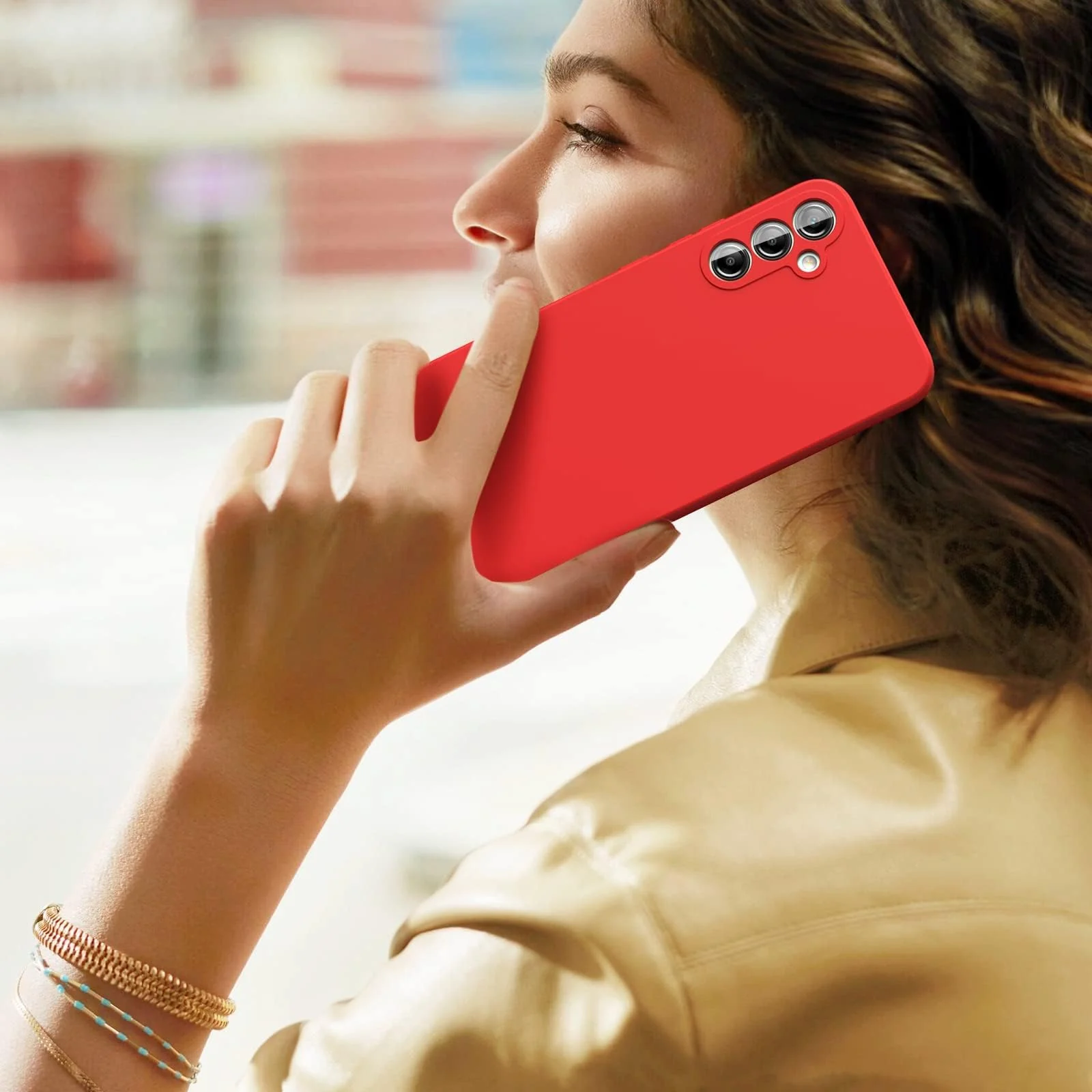 DL3 Mobilak Liquid Silicone Case for Samsung Galaxy S23 FE, Shock-absorbing protection, Scratch-resistant surface, Soft microfiber lining - Red