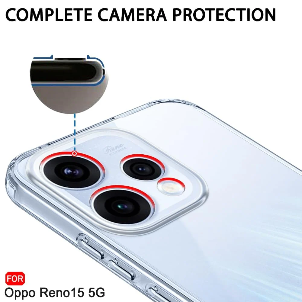 Mobigon Case Compatible with OPPO Reno 15 5G, Case Crystal Soft TPU Gel Case Flexible Silicone Anti-Scratch Camera Protection TPU Cover - Clear